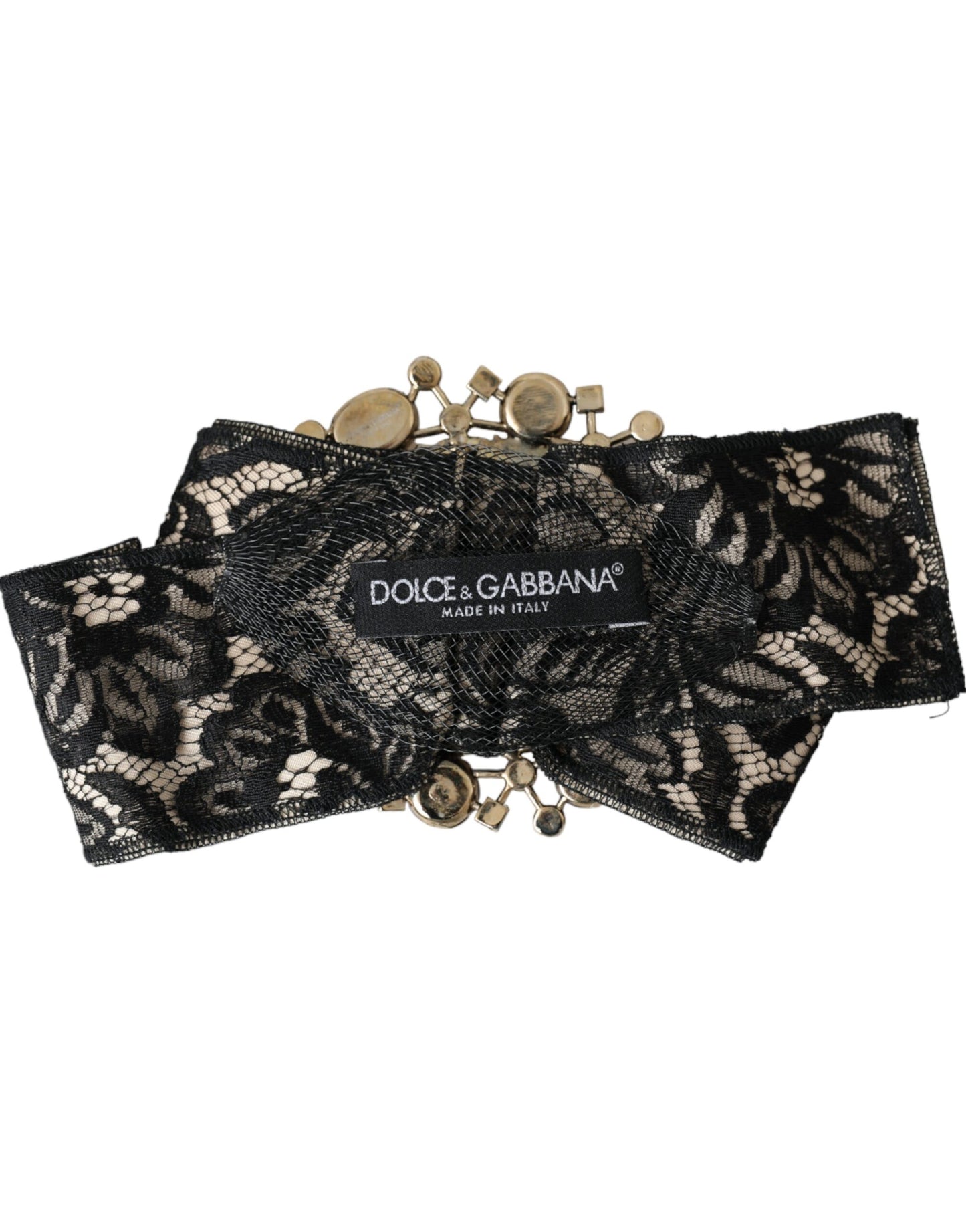Épingle à cheveux Dolce & Gabbana en dentelle noire et cristal faite à la main