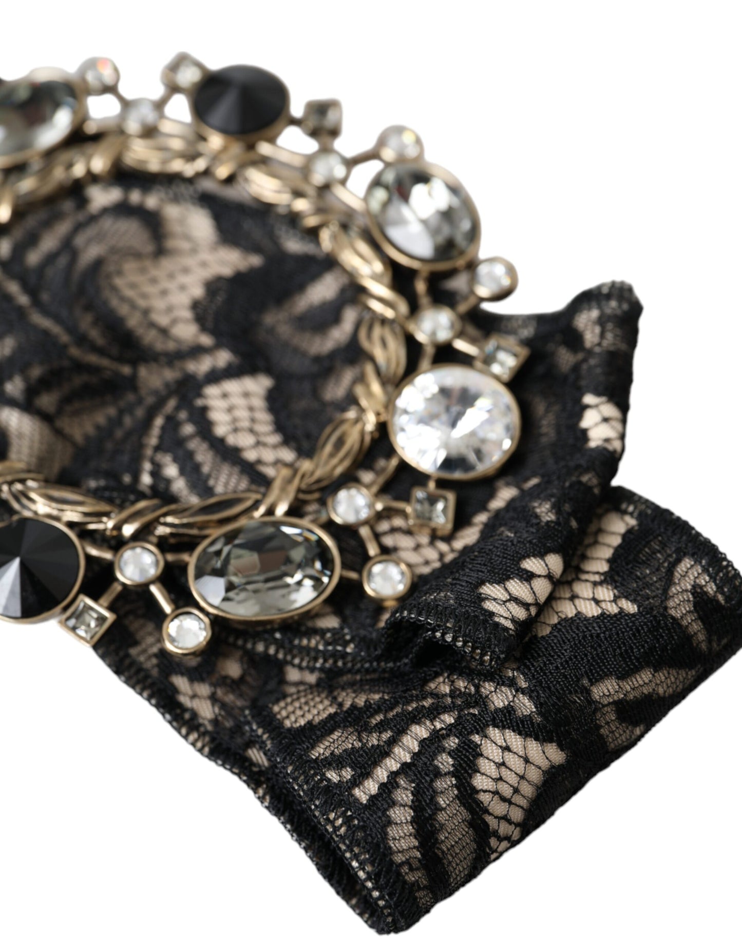 Épingle à cheveux Dolce & Gabbana en dentelle noire et cristal faite à la main