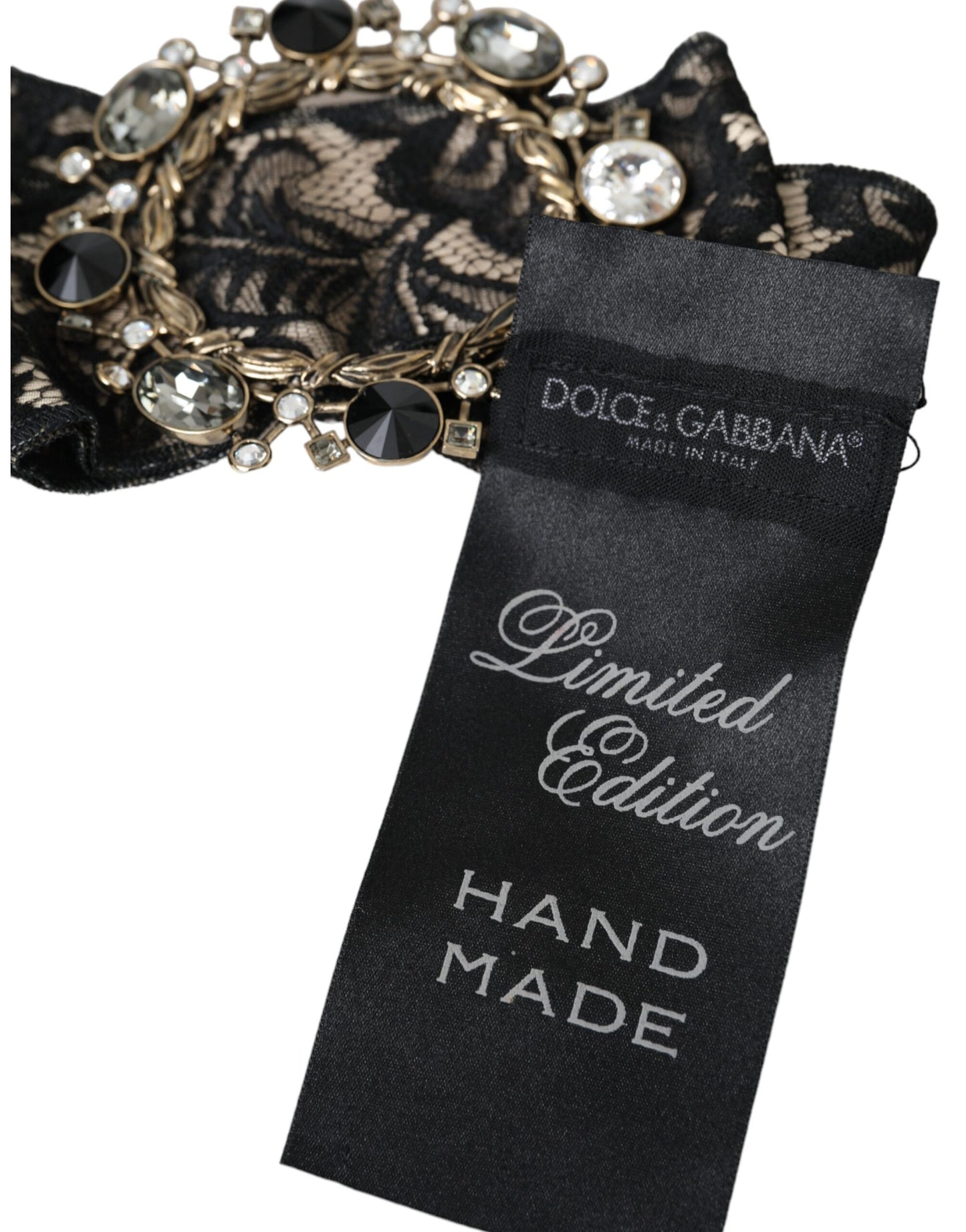 Épingle à cheveux Dolce & Gabbana en dentelle noire et cristal faite à la main