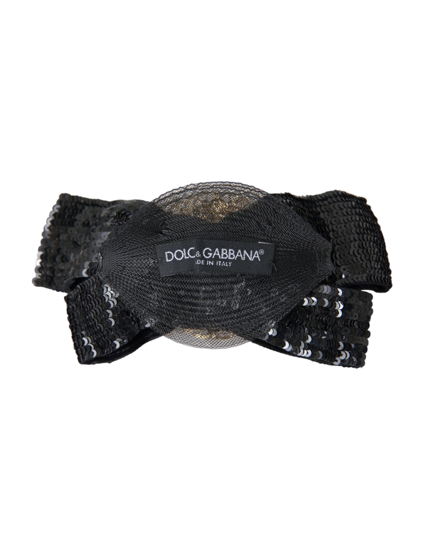Broche à cheveux Dolce & Gabbana en perles et sequins noirs faite à la main