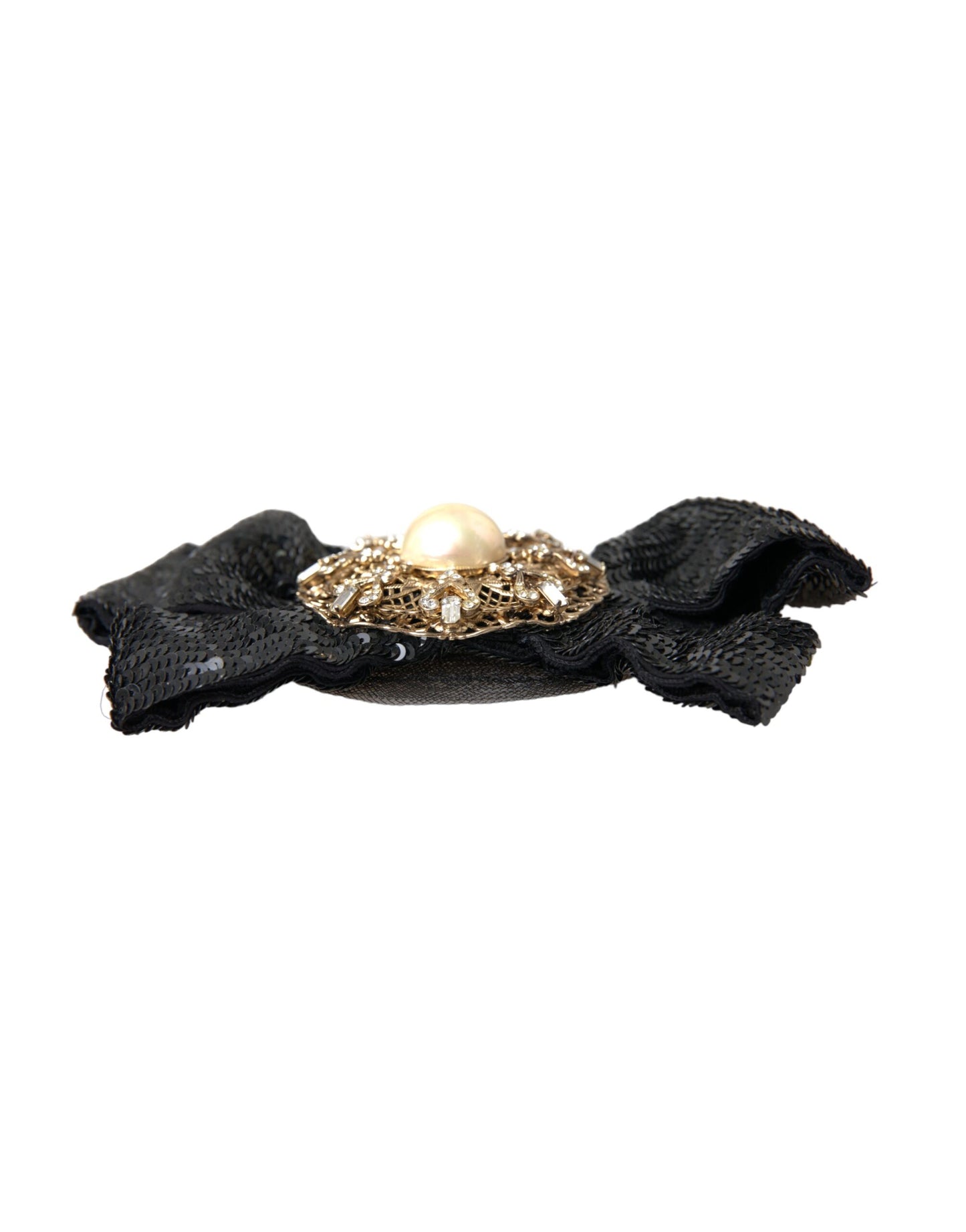 Broche à cheveux Dolce & Gabbana en perles et sequins noirs faite à la main
