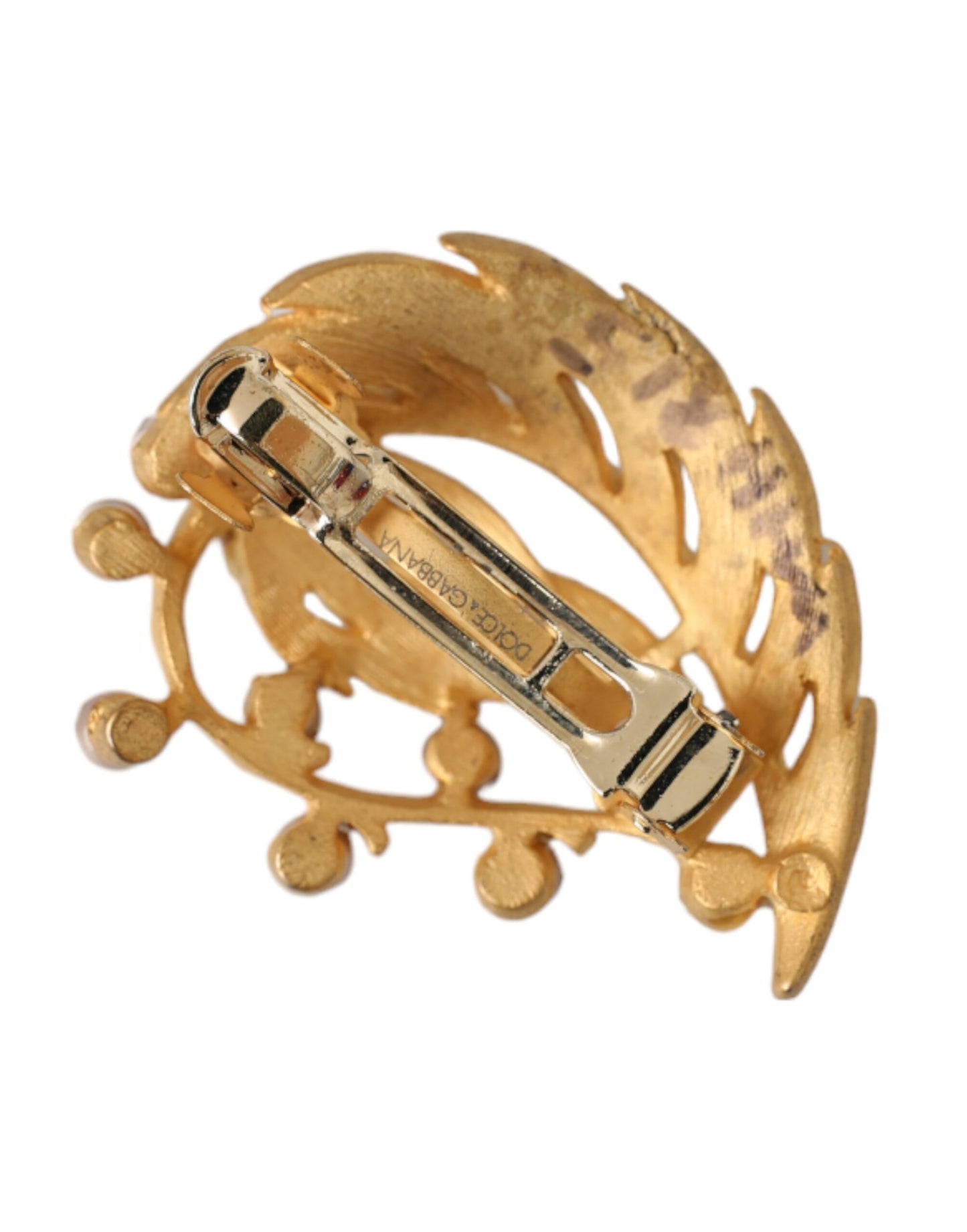 Broche à cheveux Dolce & Gabbana en laiton doré ornée de feuilles
