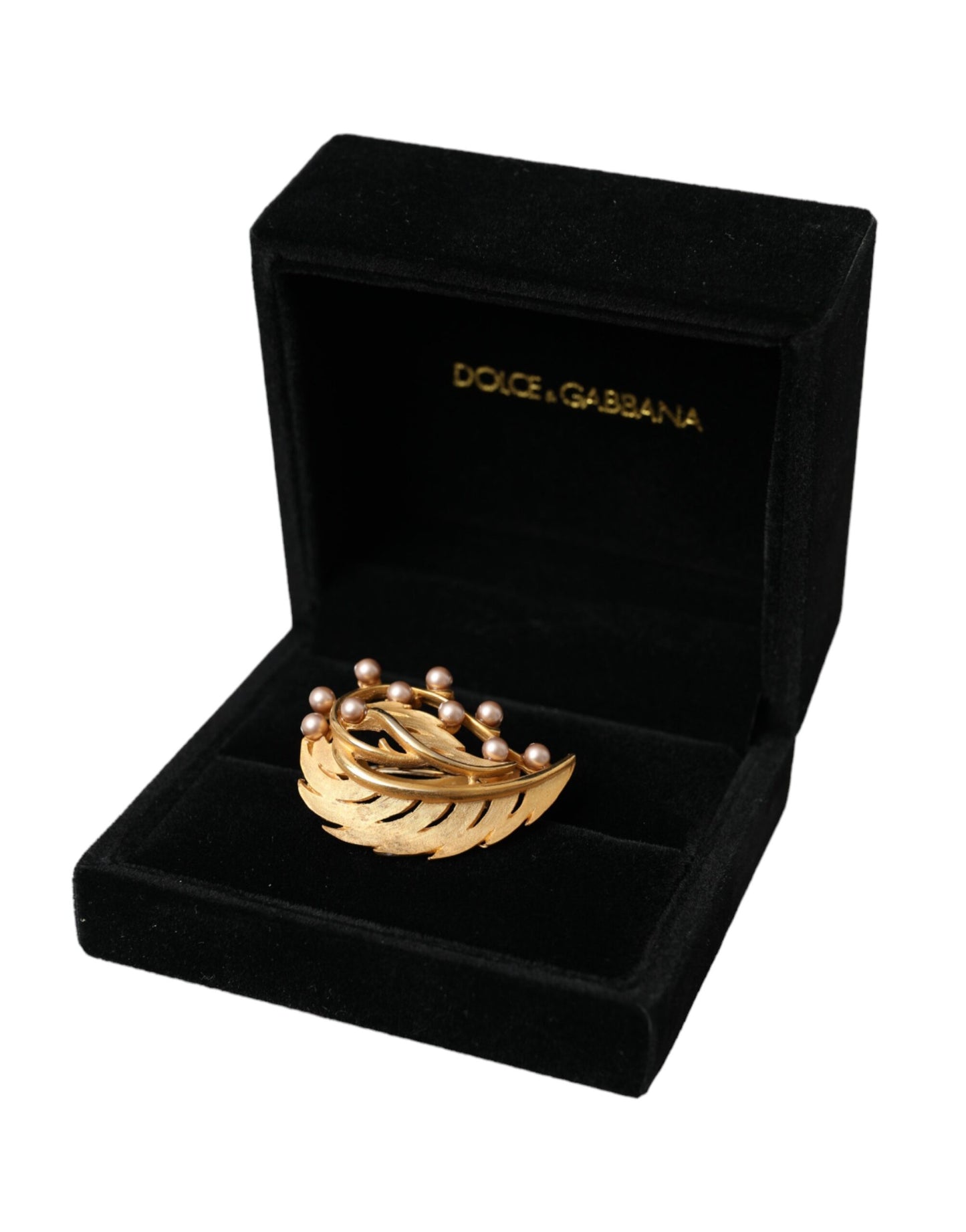 Broche à cheveux Dolce & Gabbana en laiton doré ornée de feuilles