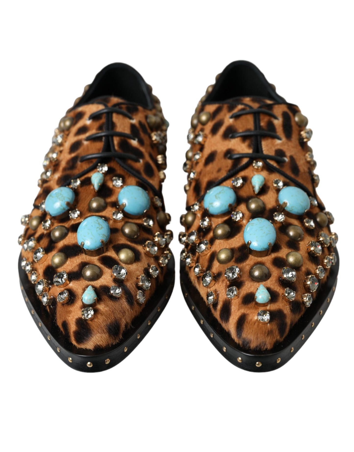 Chaussures Broque en cristal et cheveux léopard marron Dolce & Gabbana