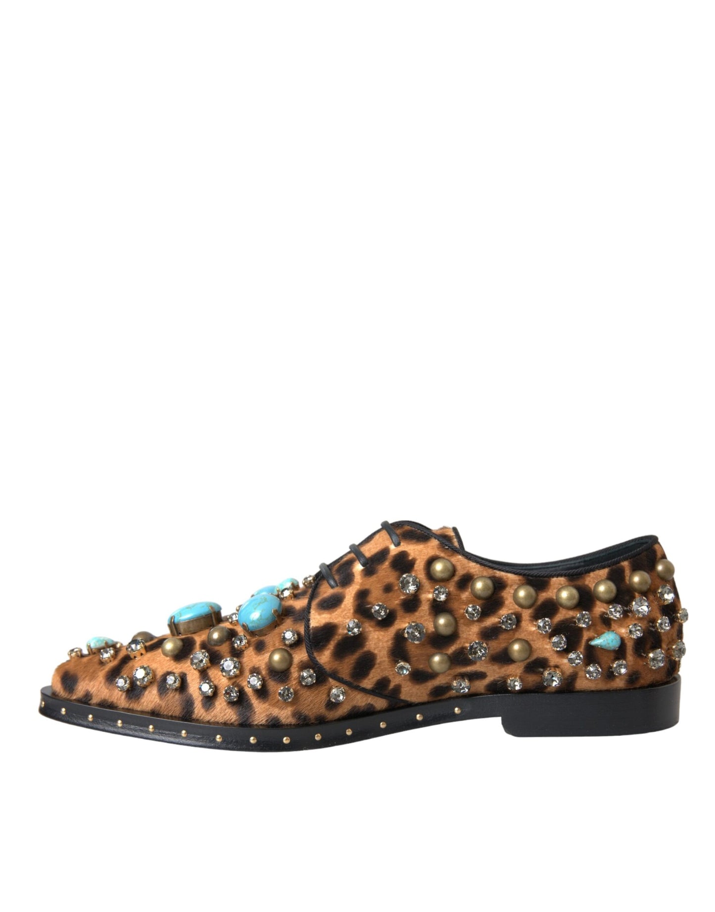 Chaussures Broque en cristal et cheveux léopard marron Dolce & Gabbana