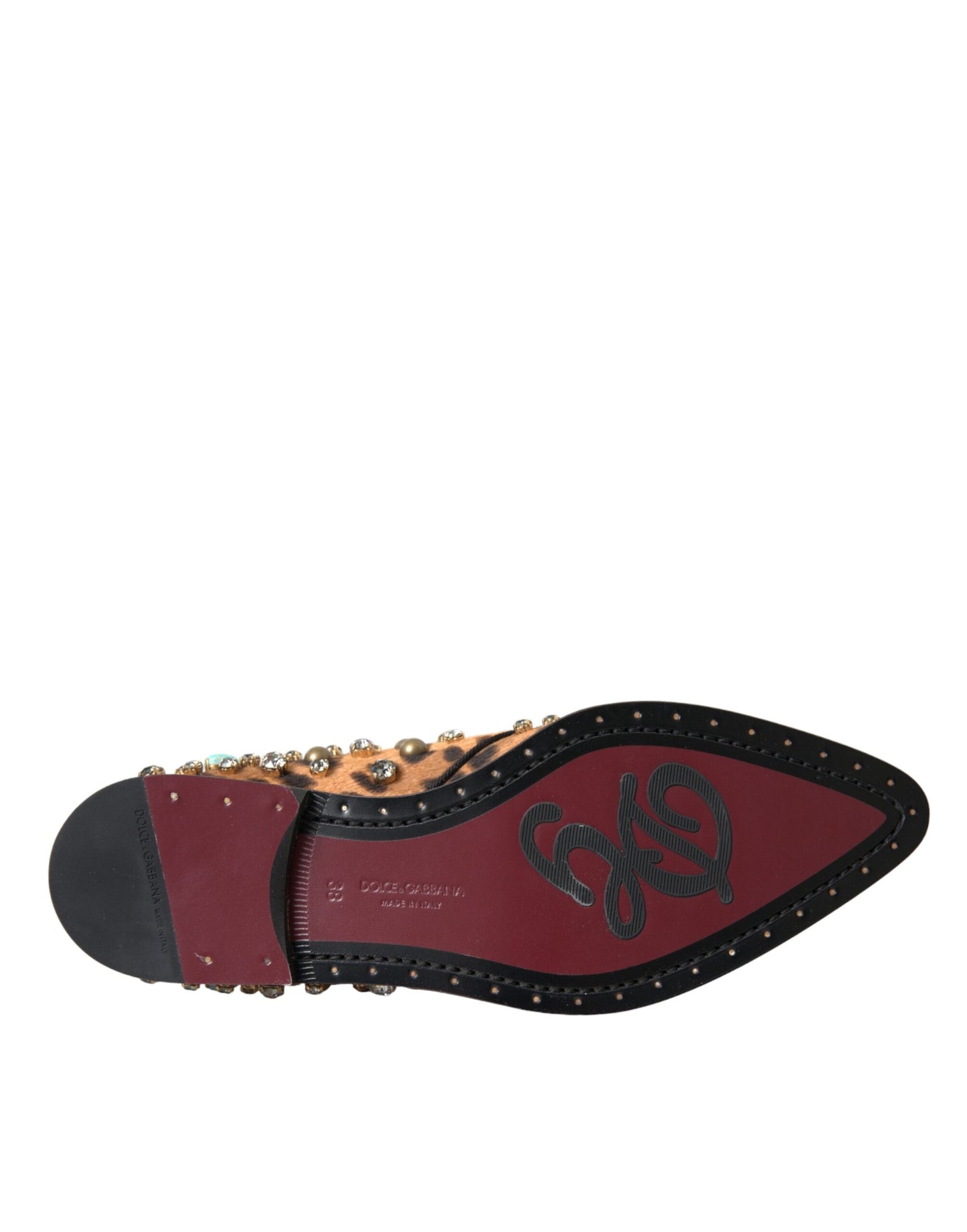 Chaussures Broque en cristal et cheveux léopard marron Dolce & Gabbana