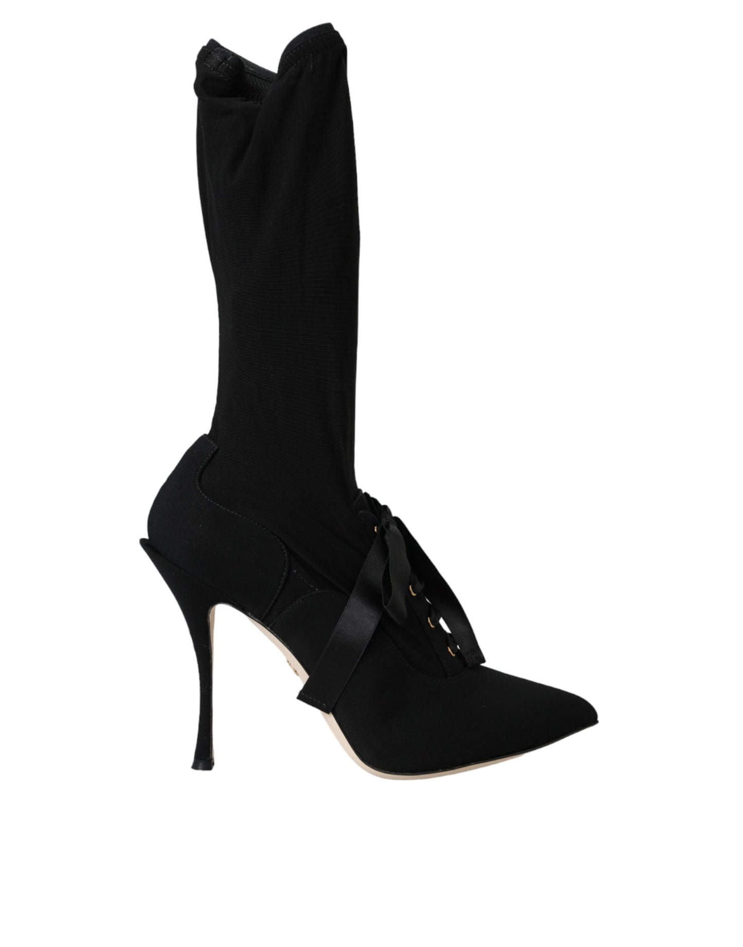 Dolce & Gabbana Schwarze Stiletto-Absätze, wadenlange Stiefel
