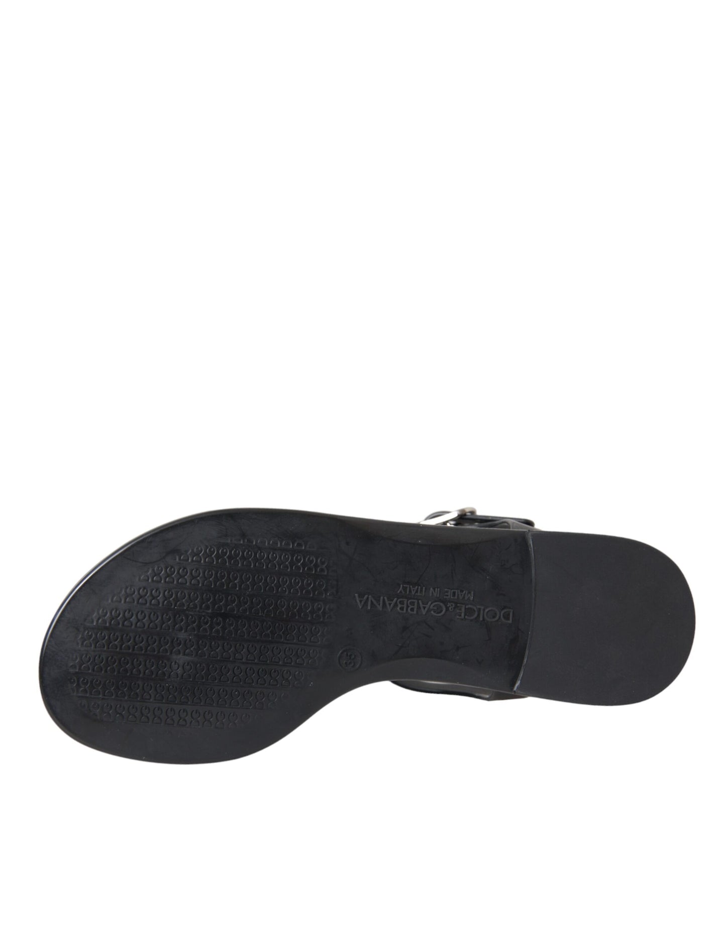 Dolce & Gabbana Sandales plates en cristal noir Tongs Chaussures
