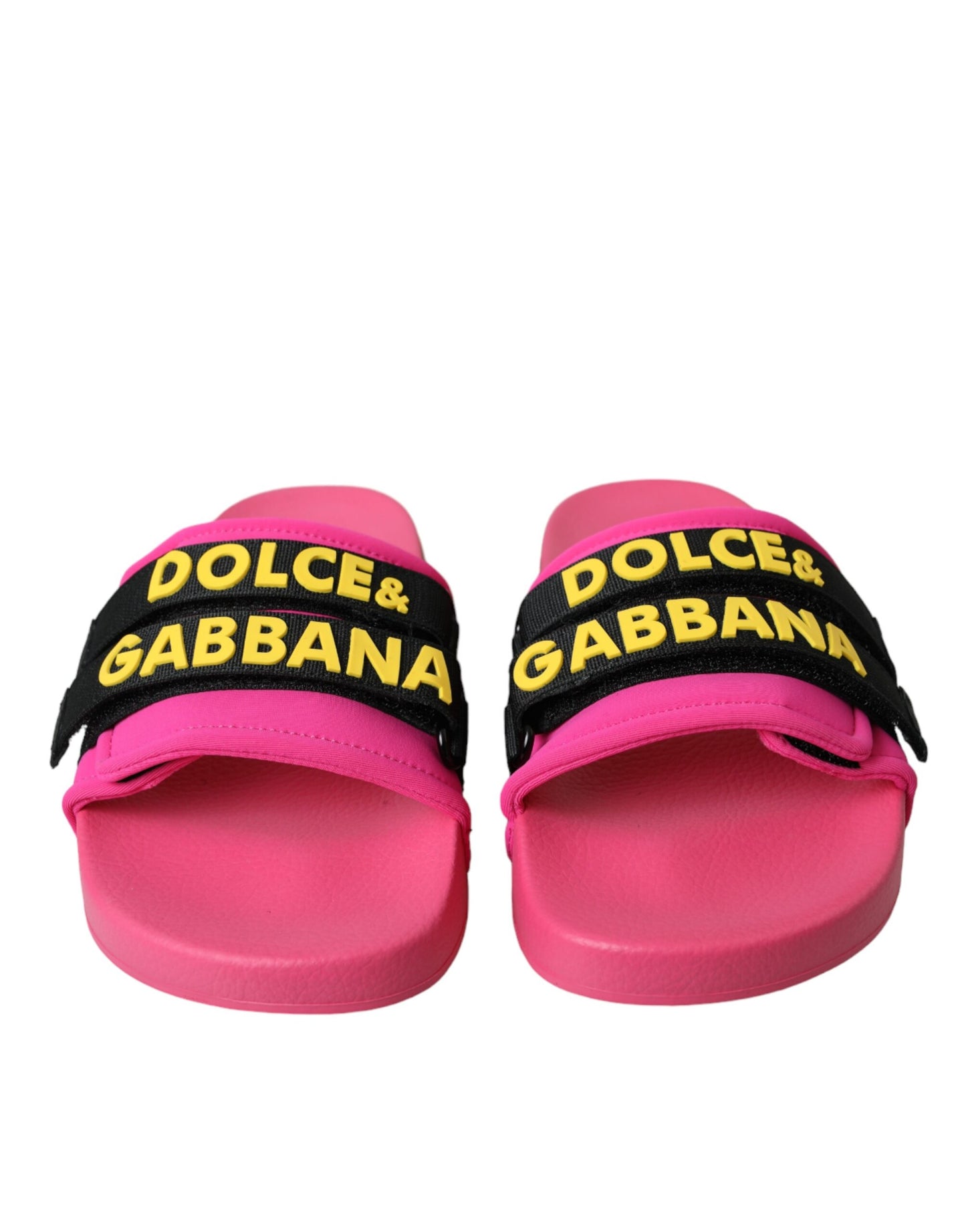 Chaussures plates et sandales de plage Dolce & Gabbana avec logo rose et noir