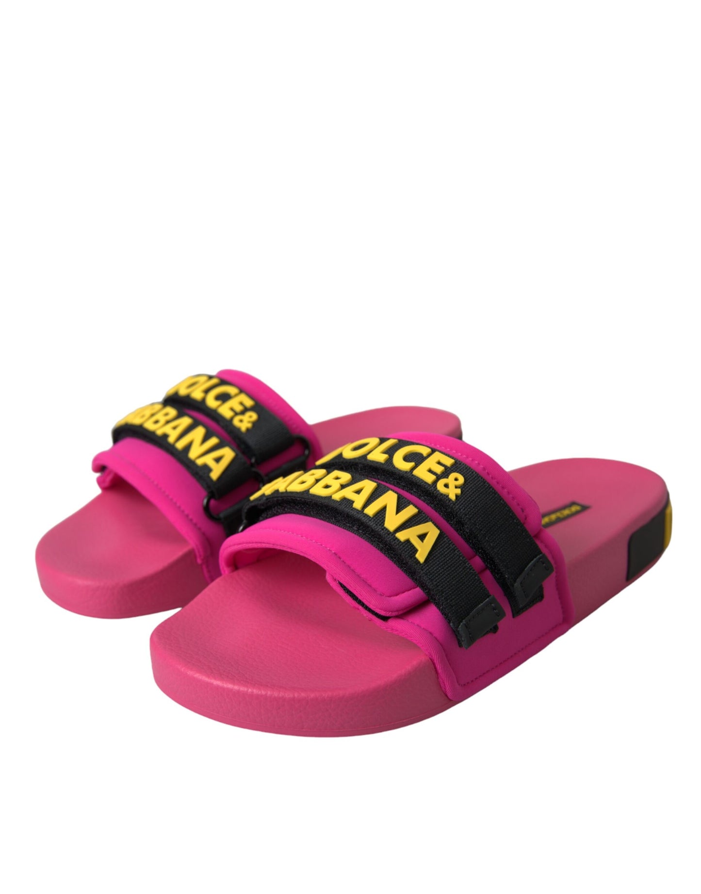 Chaussures plates et sandales de plage Dolce & Gabbana avec logo rose et noir