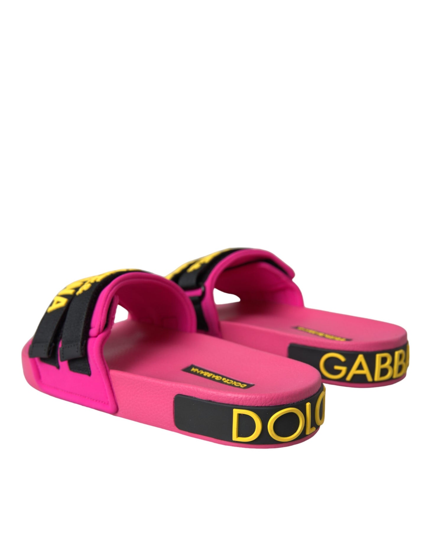 Chaussures plates et sandales de plage Dolce & Gabbana avec logo rose et noir