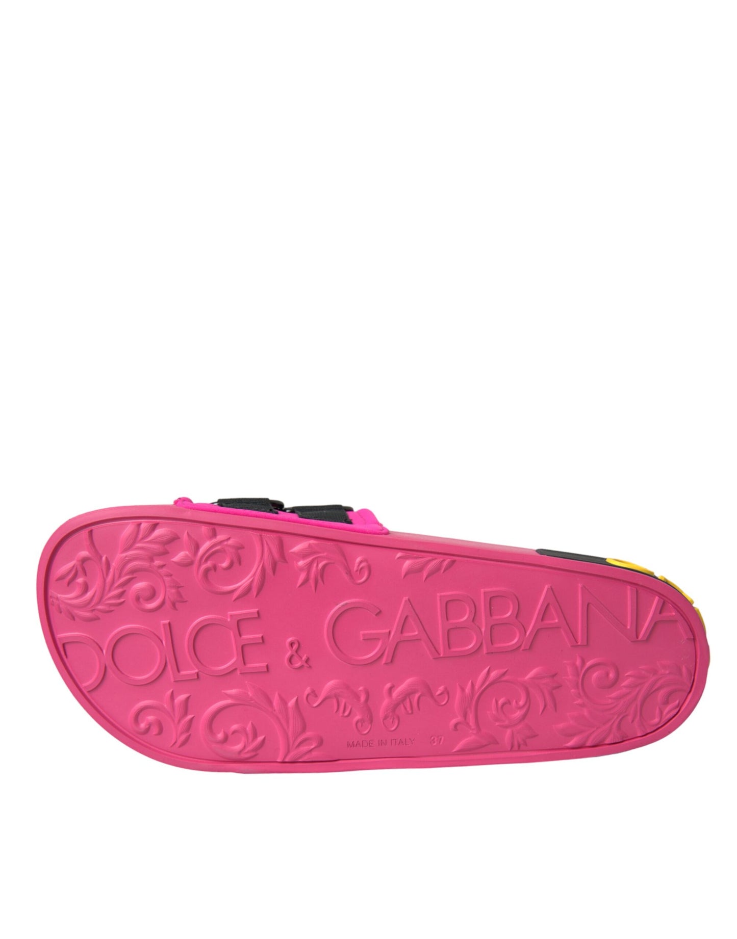 Chaussures plates et sandales de plage Dolce & Gabbana avec logo rose et noir