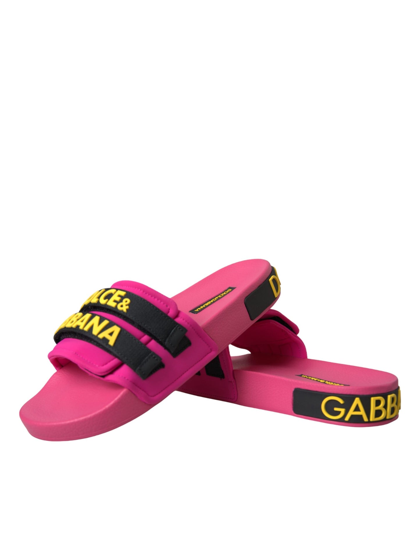 Chaussures plates et sandales de plage Dolce & Gabbana avec logo rose et noir