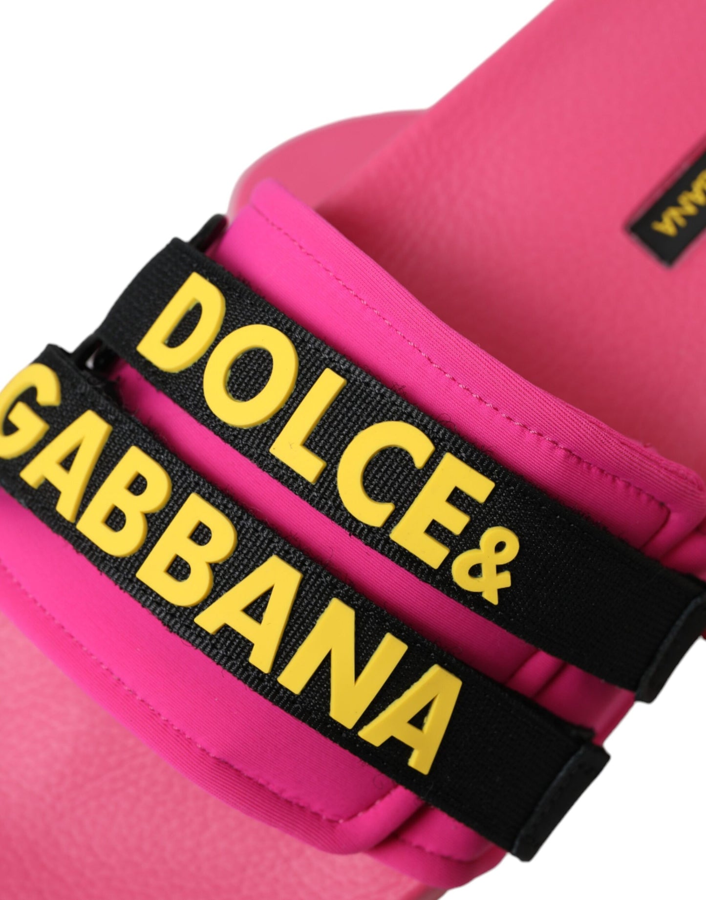 Chaussures plates et sandales de plage Dolce & Gabbana avec logo rose et noir