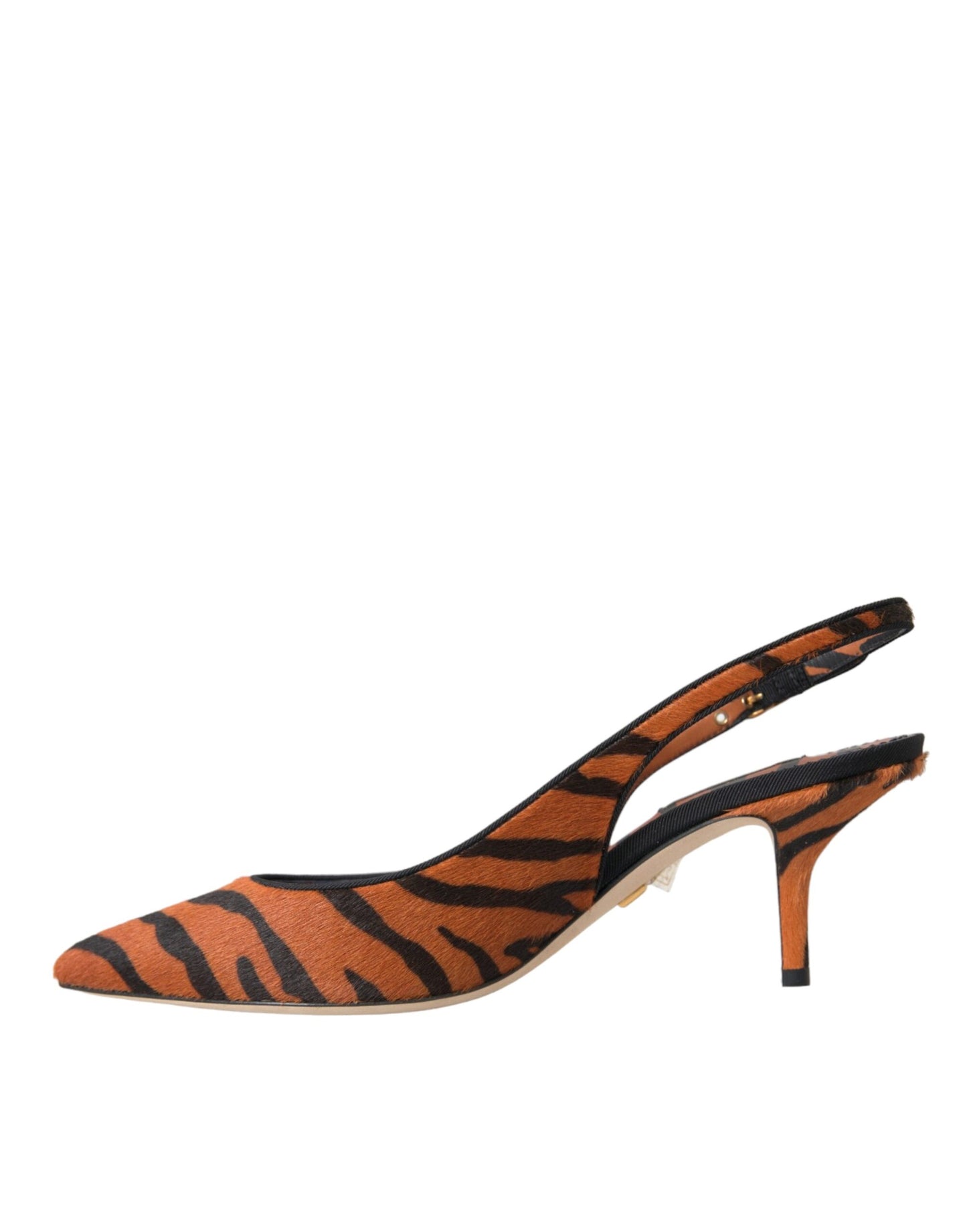 Chaussures à bride arrière en cuir zébré noir et orange Dolce & Gabbana