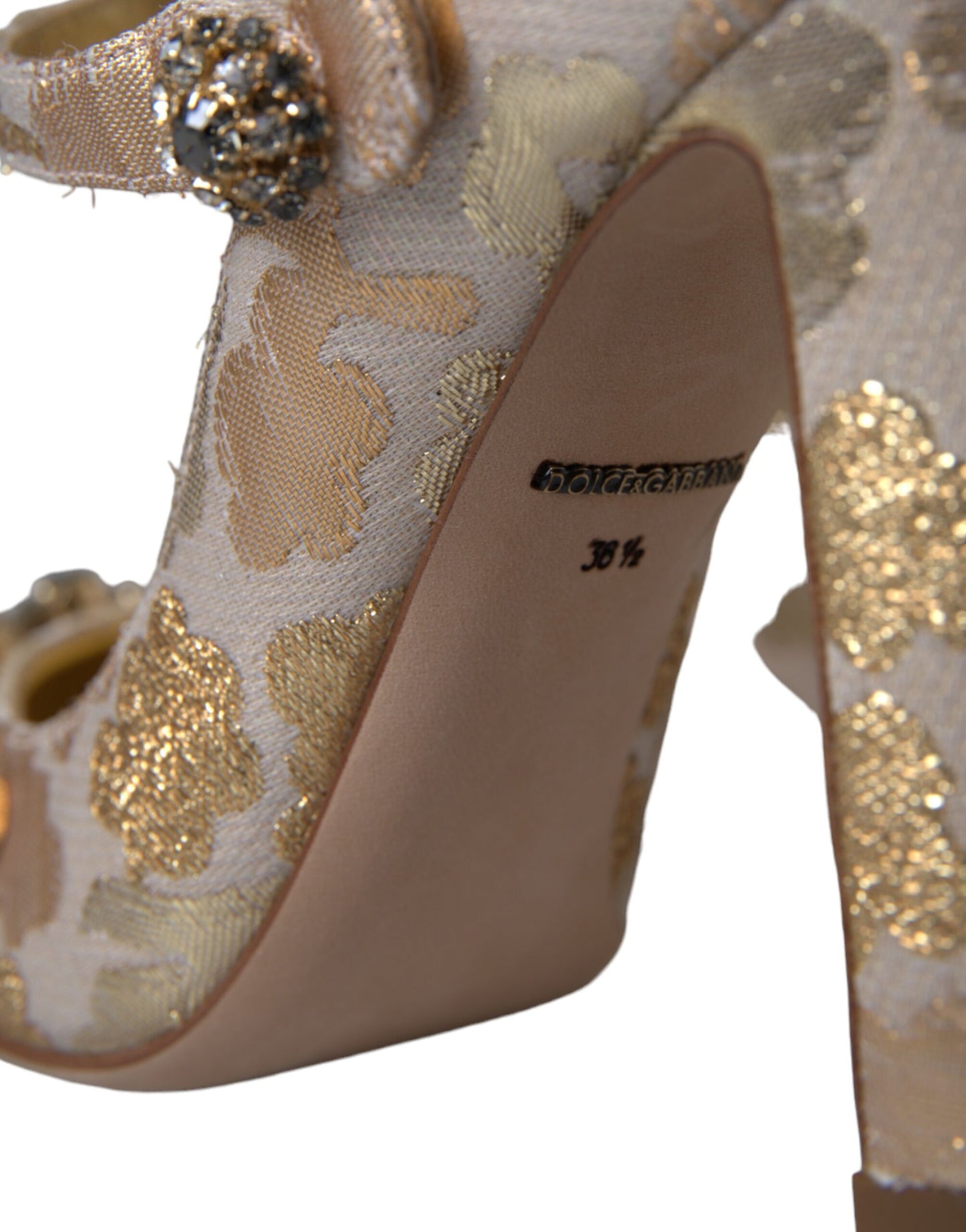 Escarpins Mary Janes Dolce & Gabbana en jacquard doré et cristal