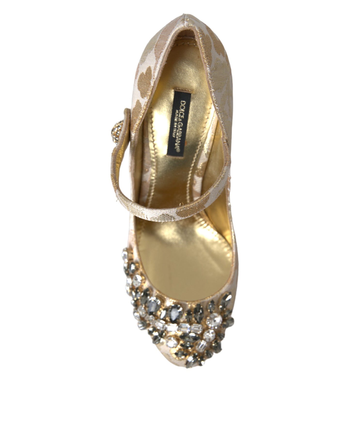 Escarpins Mary Janes Dolce & Gabbana en jacquard doré et cristal