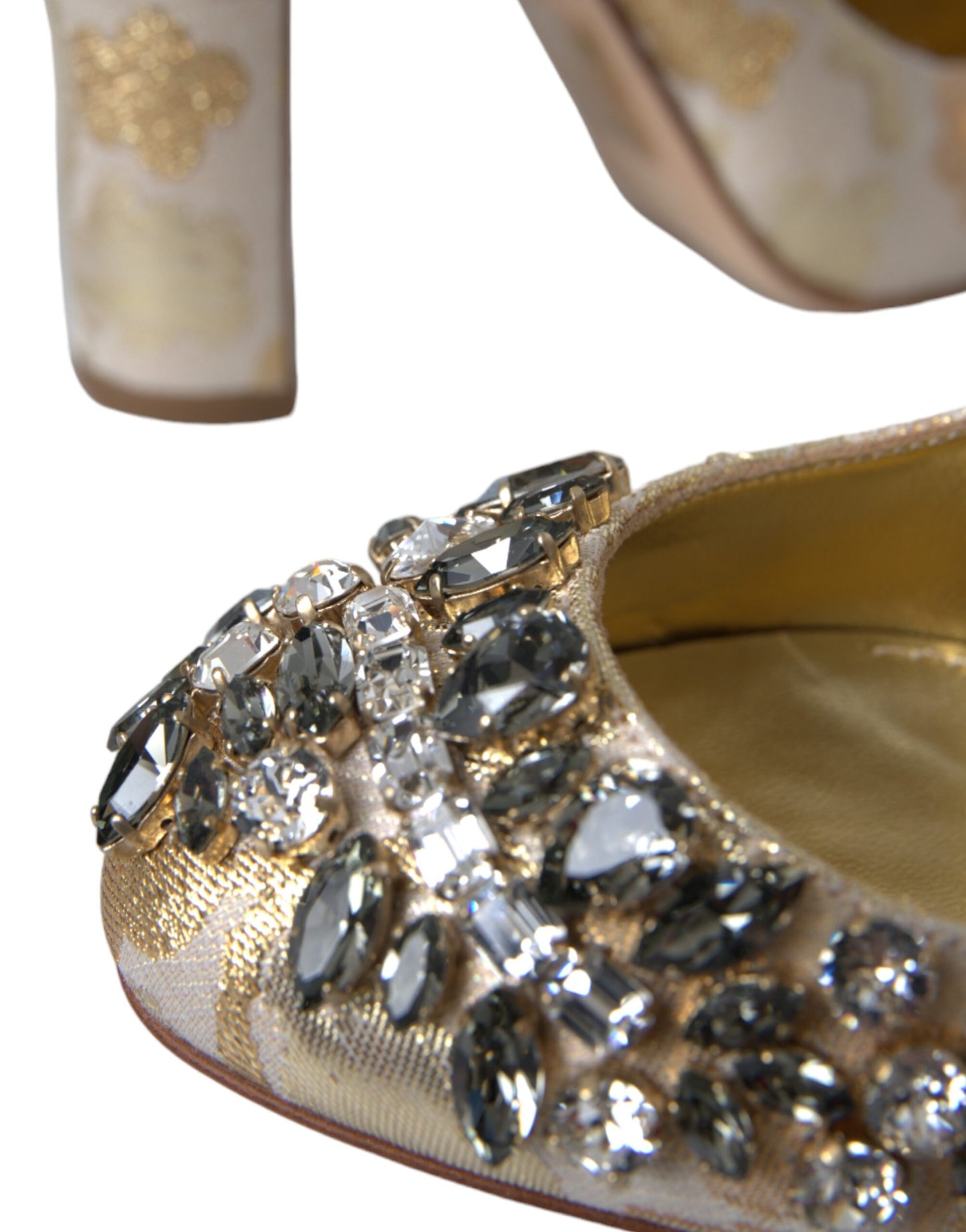 Escarpins Mary Janes Dolce & Gabbana en jacquard doré et cristal