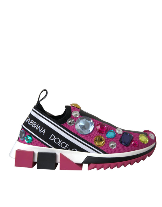 Dolce & Gabbana Pink Sorrento Kristalle Sneakers Schuhe