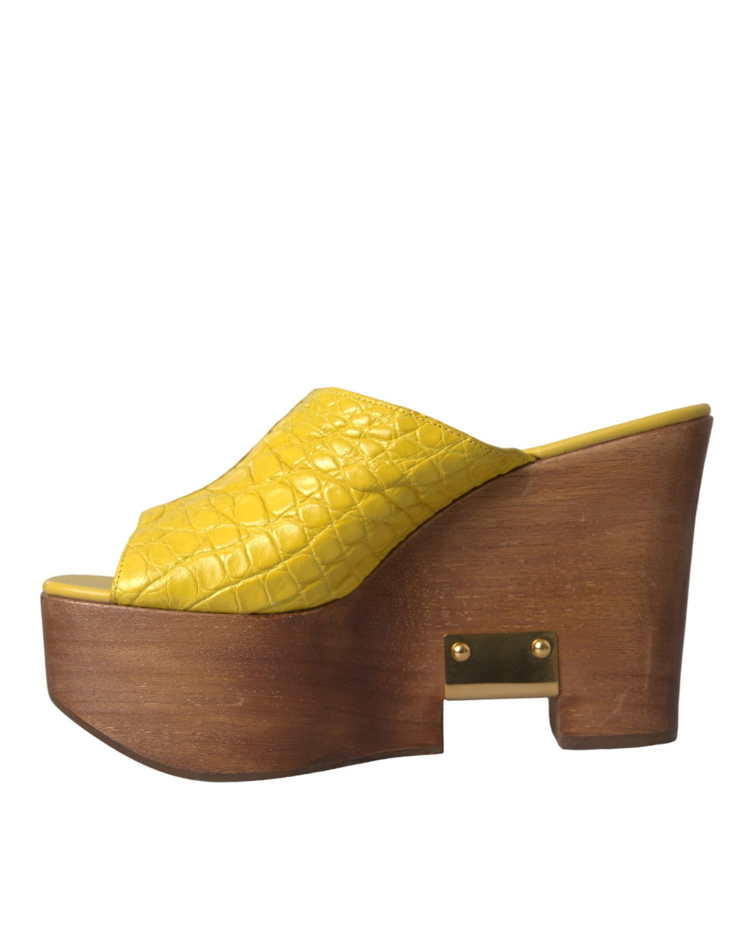 Chaussures à semelle compensée Dolce & Gabbana en cuir jaune et bois