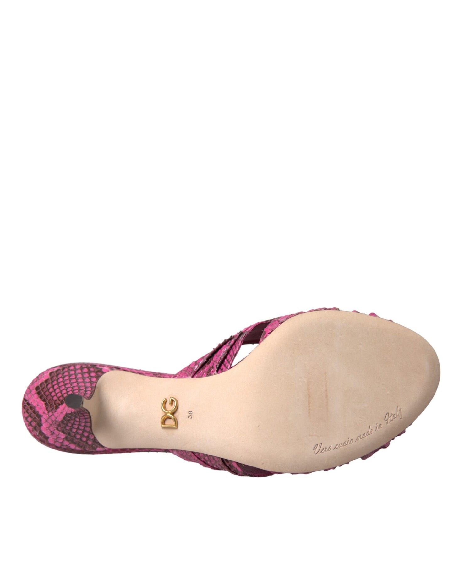 Dolce & Gabbana – Pantoletten mit Kitten-Heels aus exotischem Leder in Rosa