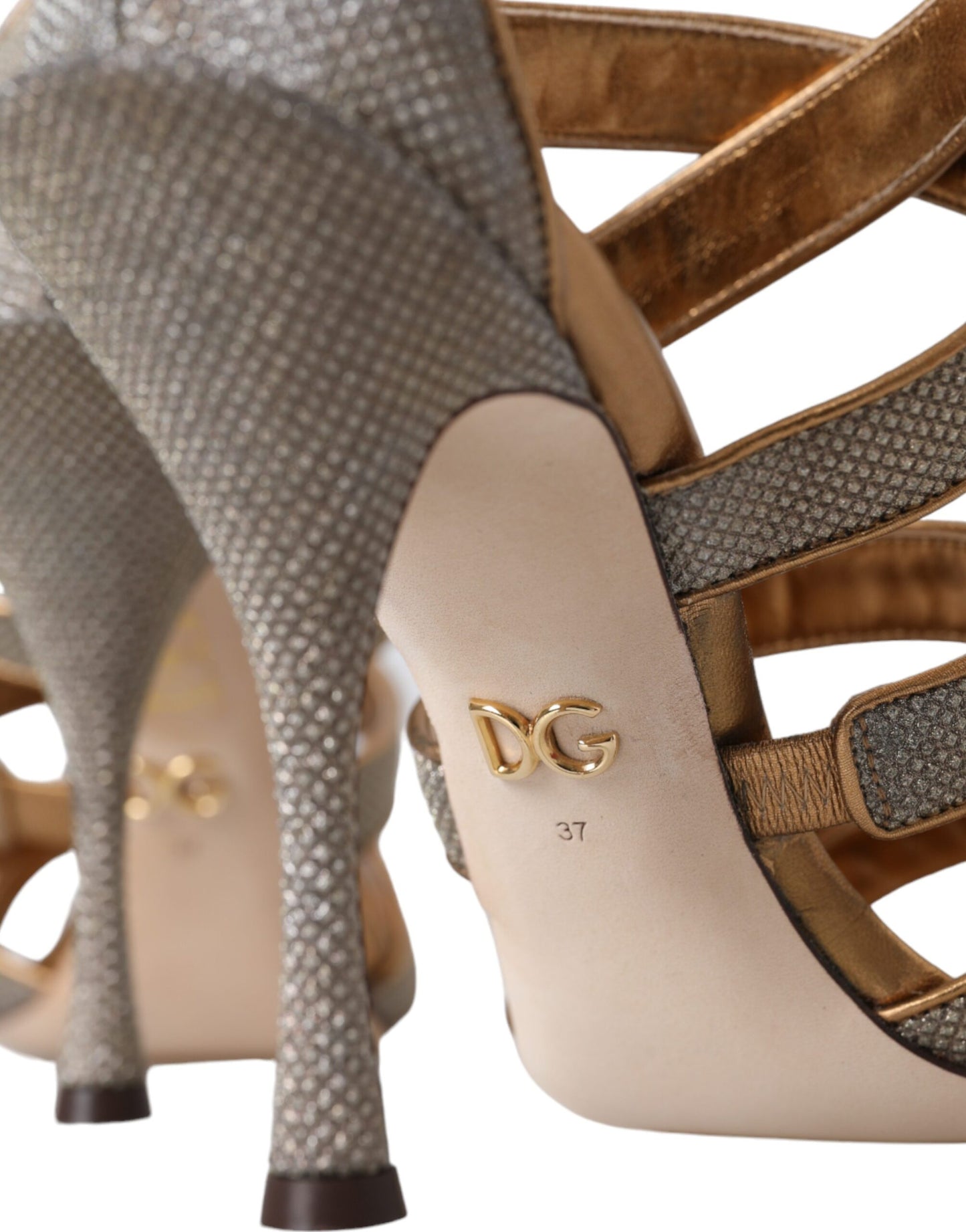 Sandales à talons et brides en cristal bronze Dolce & Gabbana