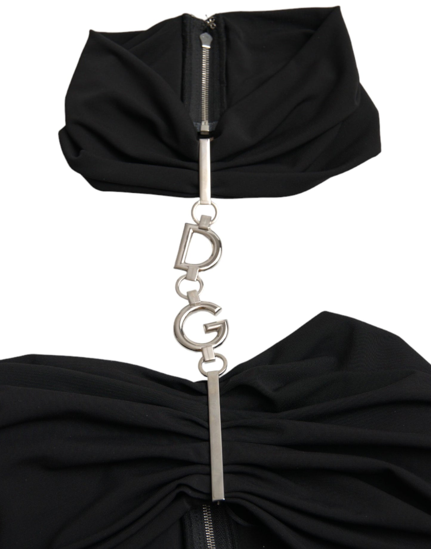 Robe courte moulante noire sans manches à découpes Dolce & Gabbana
