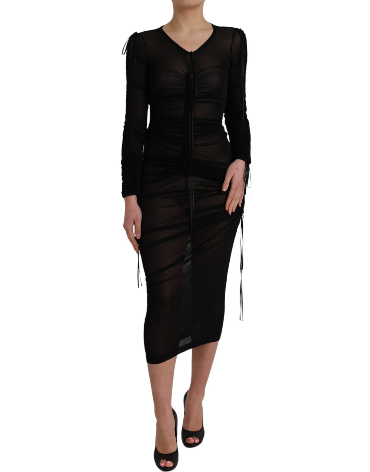 Robe fourreau mi-longue noire transparente Dolce & Gabbana