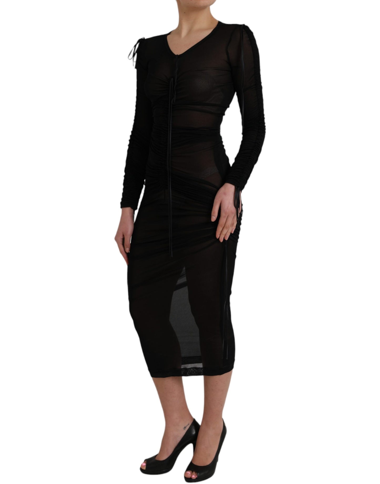 Robe fourreau mi-longue noire transparente Dolce & Gabbana