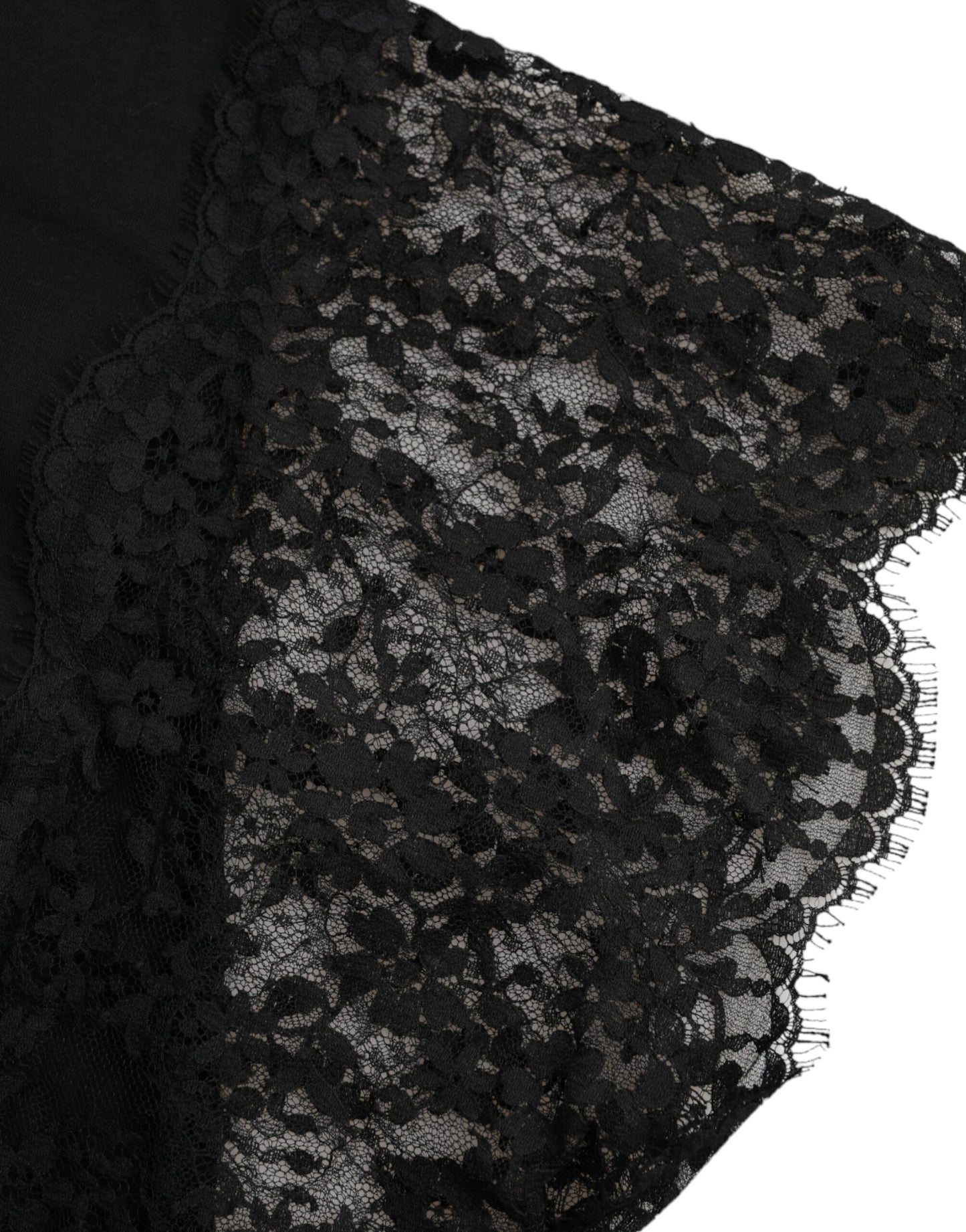 T-shirt en dentelle de coton noir à imprimé Sacré-Cœur Dolce & Gabbana