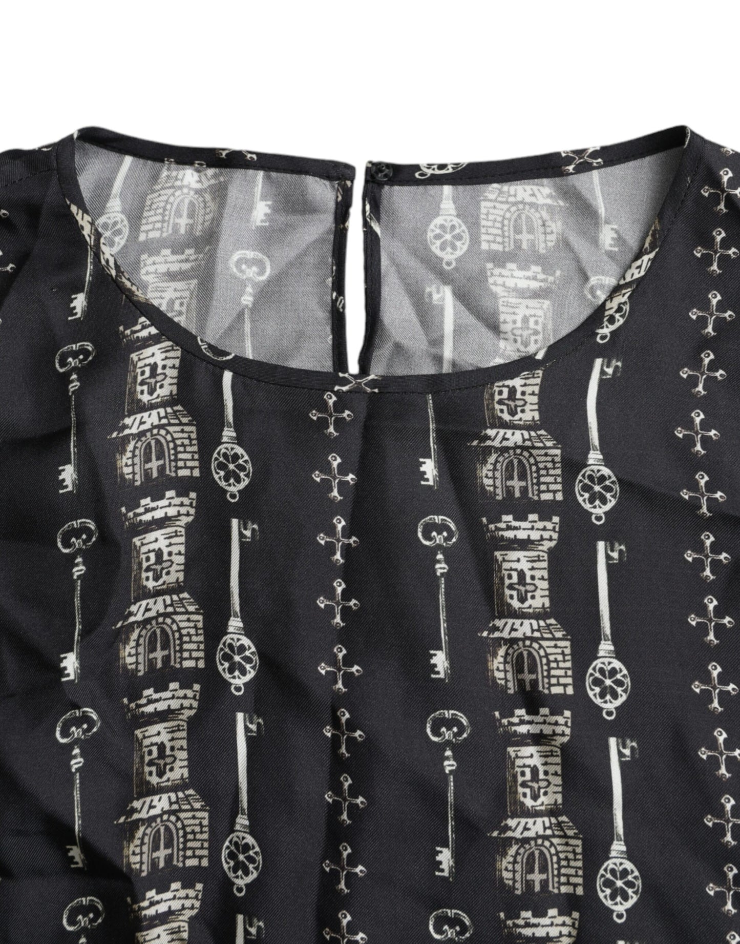 T-shirt chemisier en soie imprimé château Black Key de Dolce & Gabbana