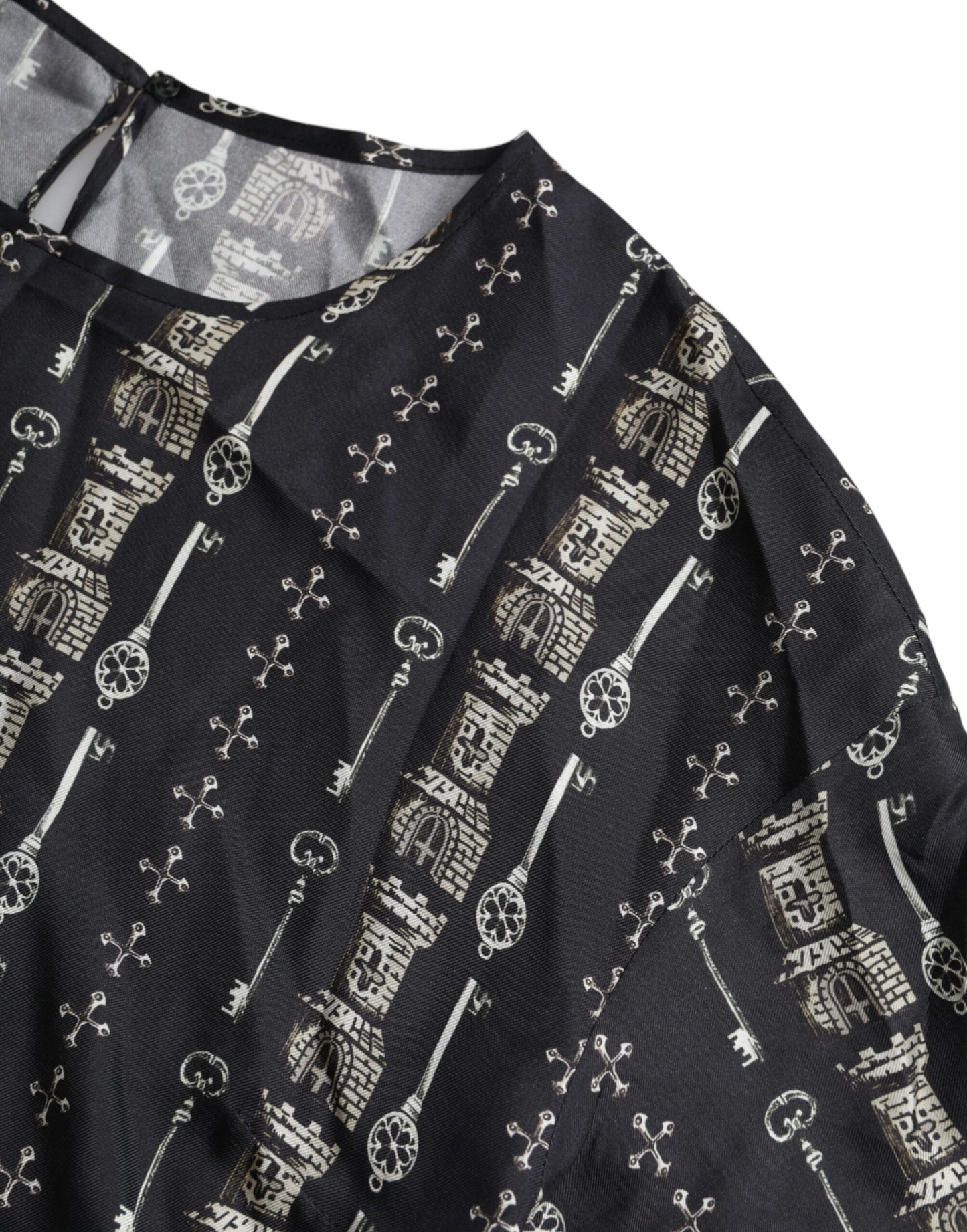 T-shirt chemisier en soie imprimé château Black Key de Dolce & Gabbana