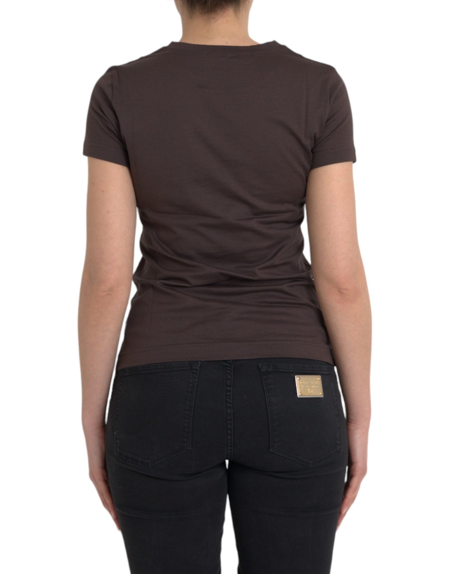 T-shirt ras du cou marron Dolce & Gabbana 2017 à imprimé motif
