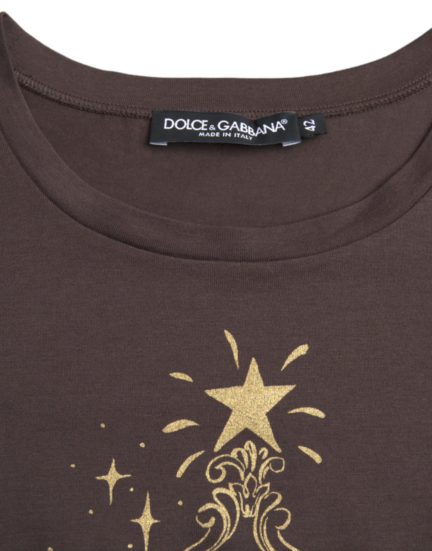 T-shirt ras du cou marron Dolce & Gabbana 2017 à imprimé motif