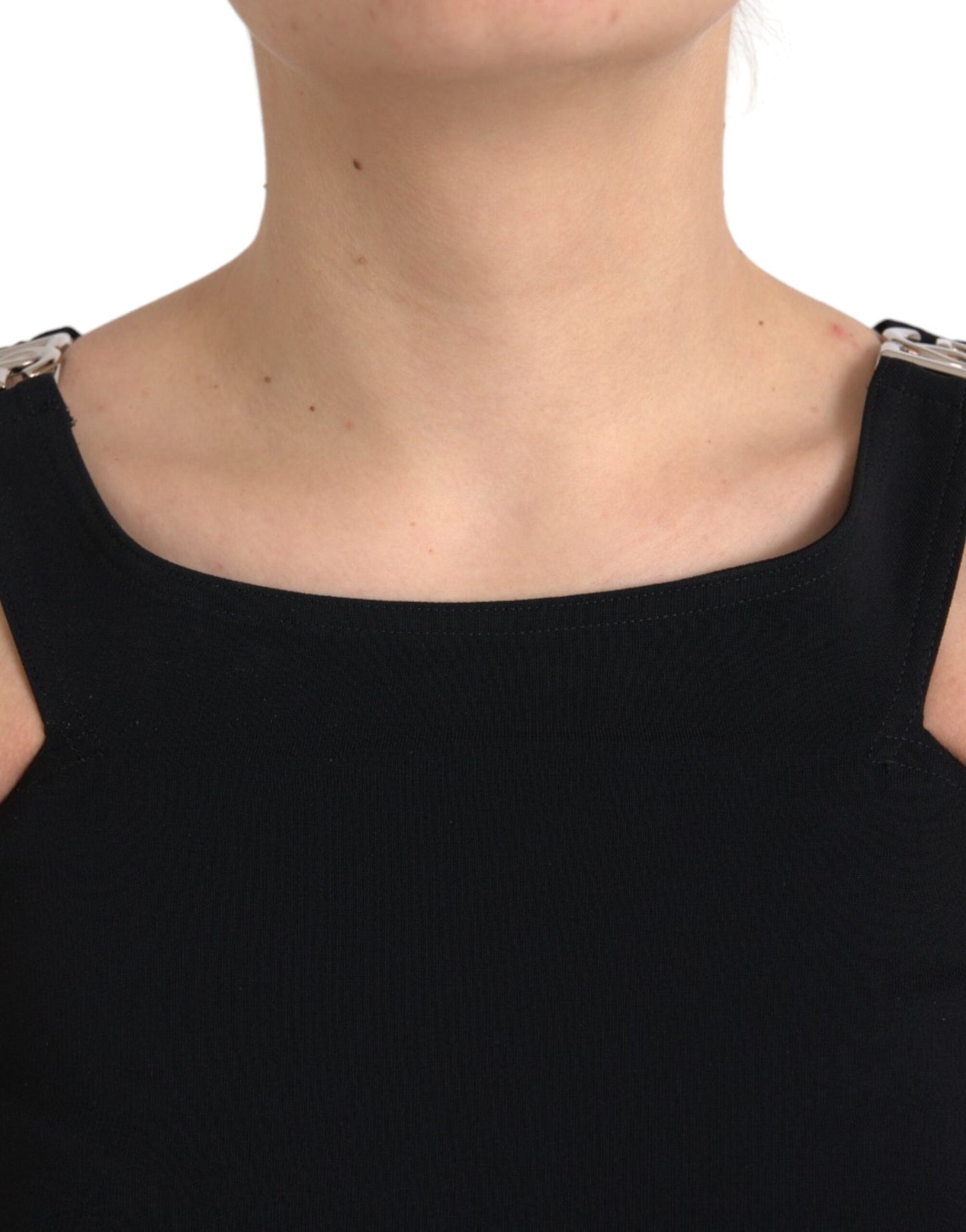 Débardeur court noir sans manches à col rond Dolce & Gabbana