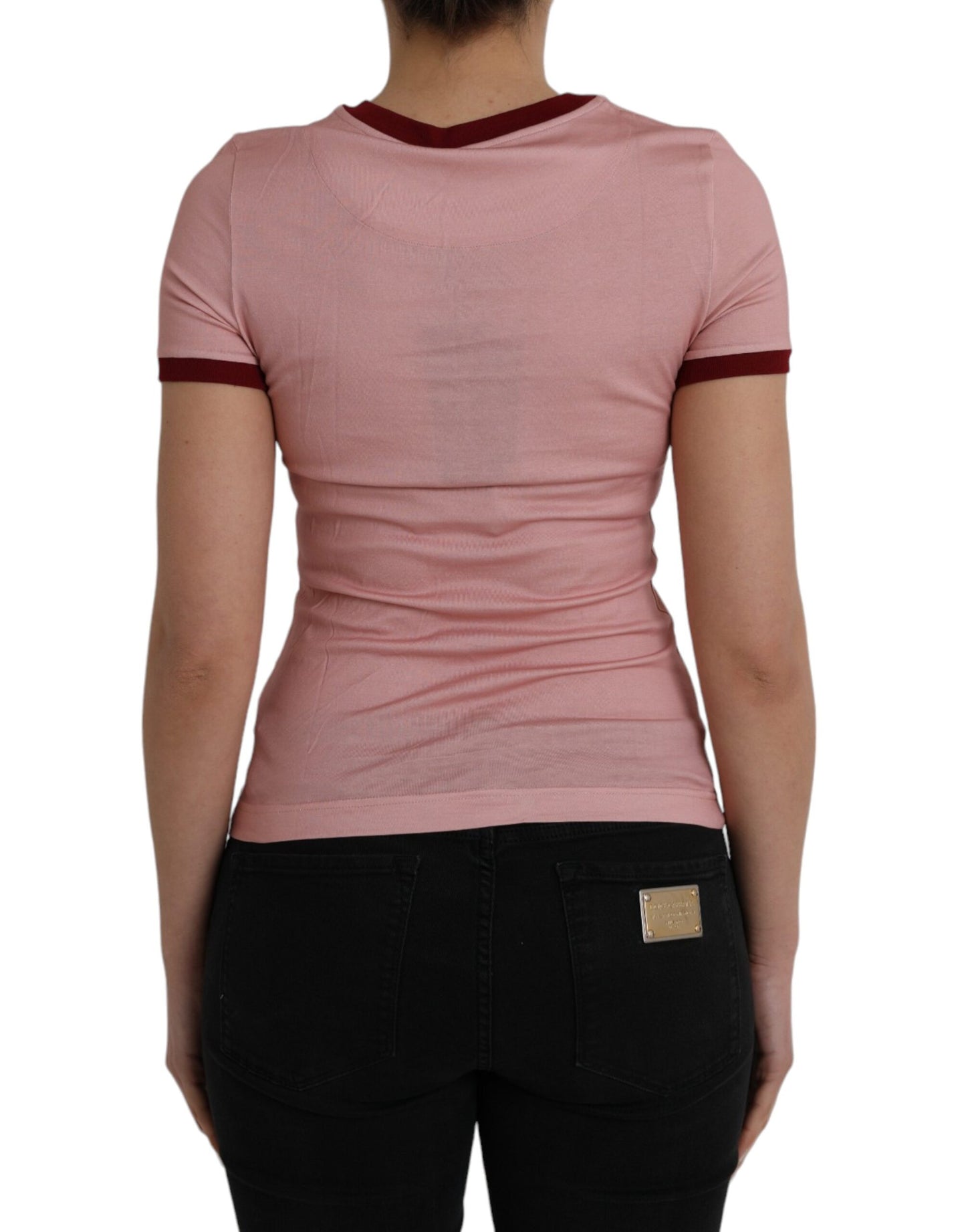 T-shirt ras du cou à manches courtes en coton rose Dolce & Gabbana