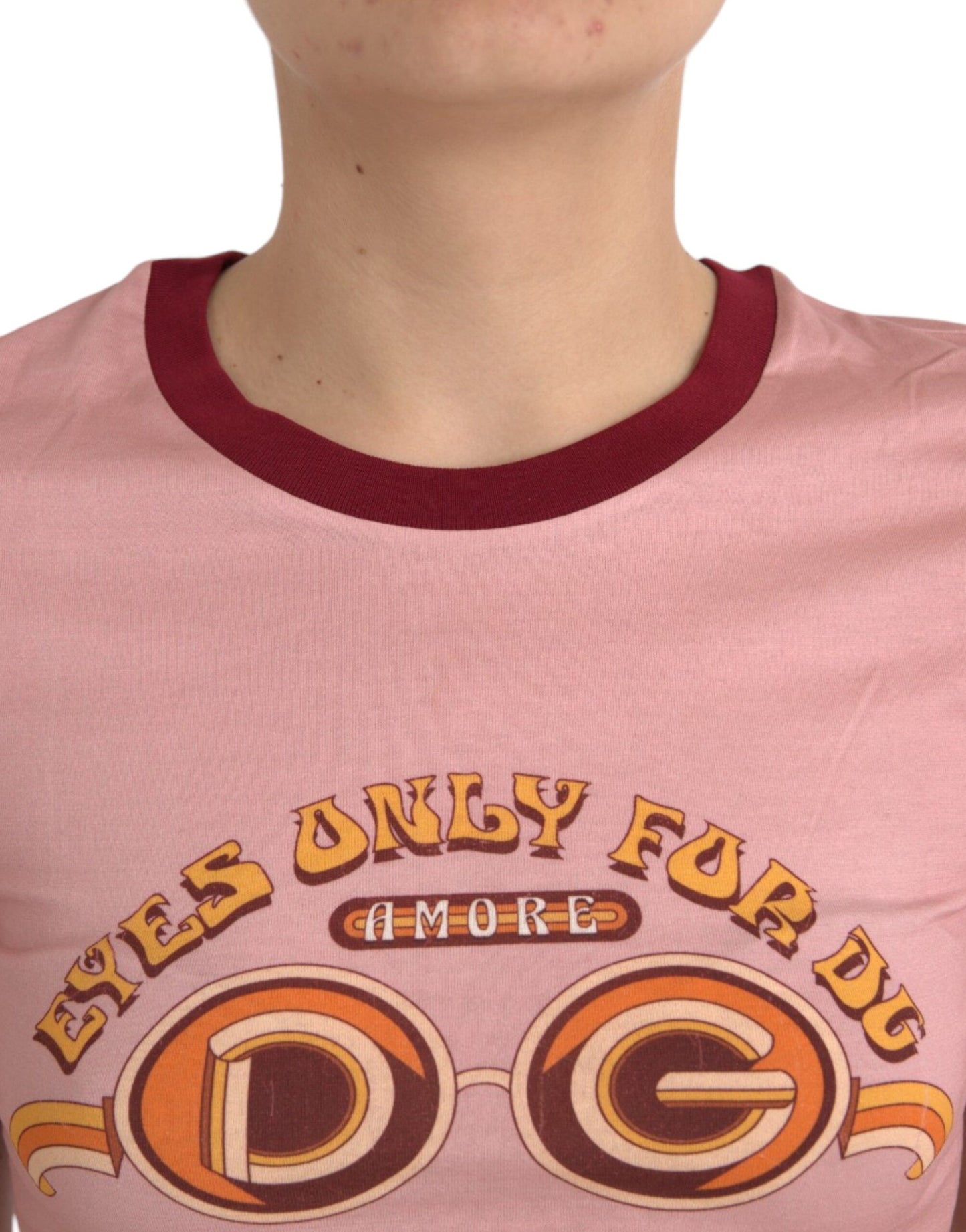 T-shirt ras du cou à manches courtes en coton rose Dolce & Gabbana