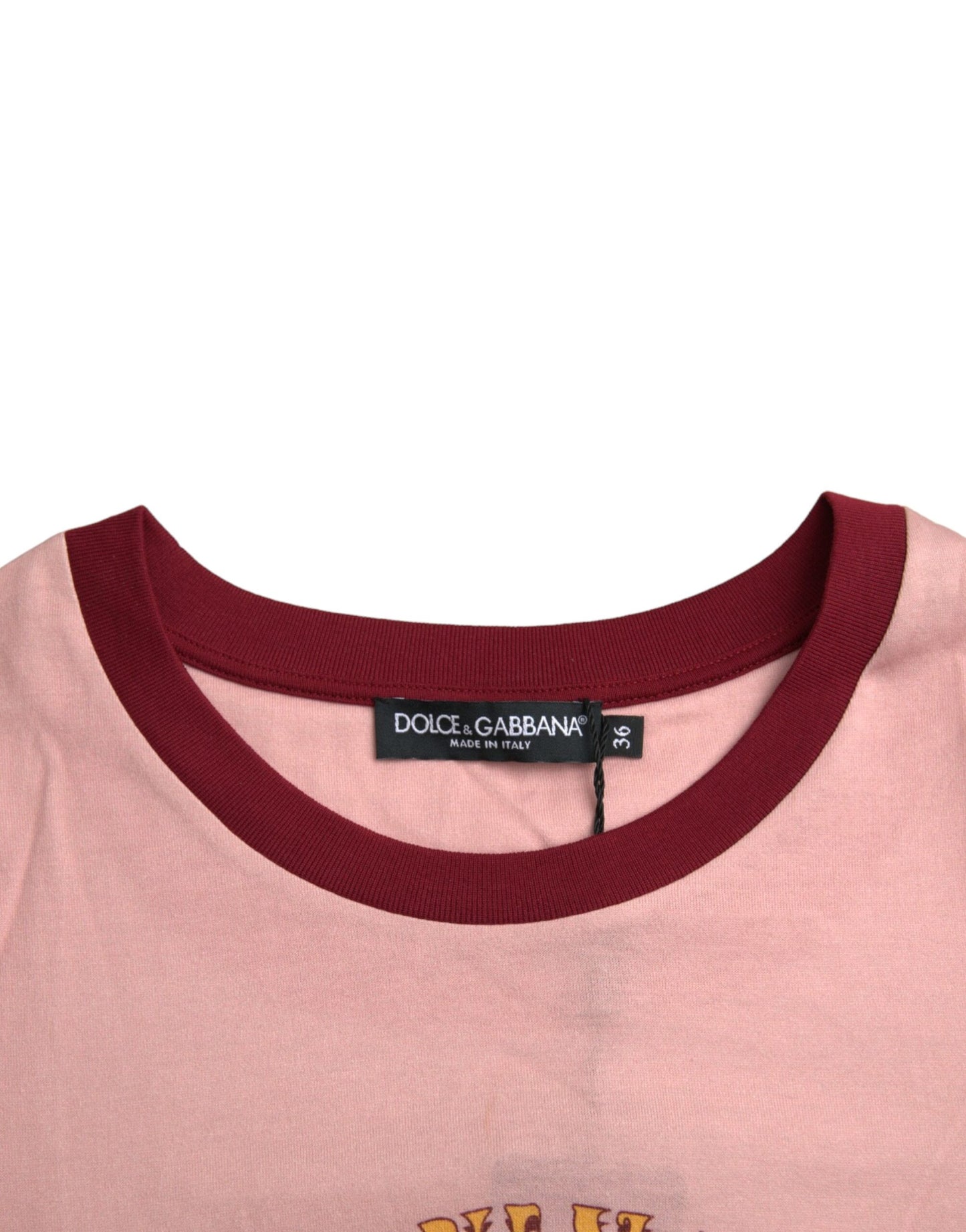 T-shirt ras du cou à manches courtes en coton rose Dolce & Gabbana