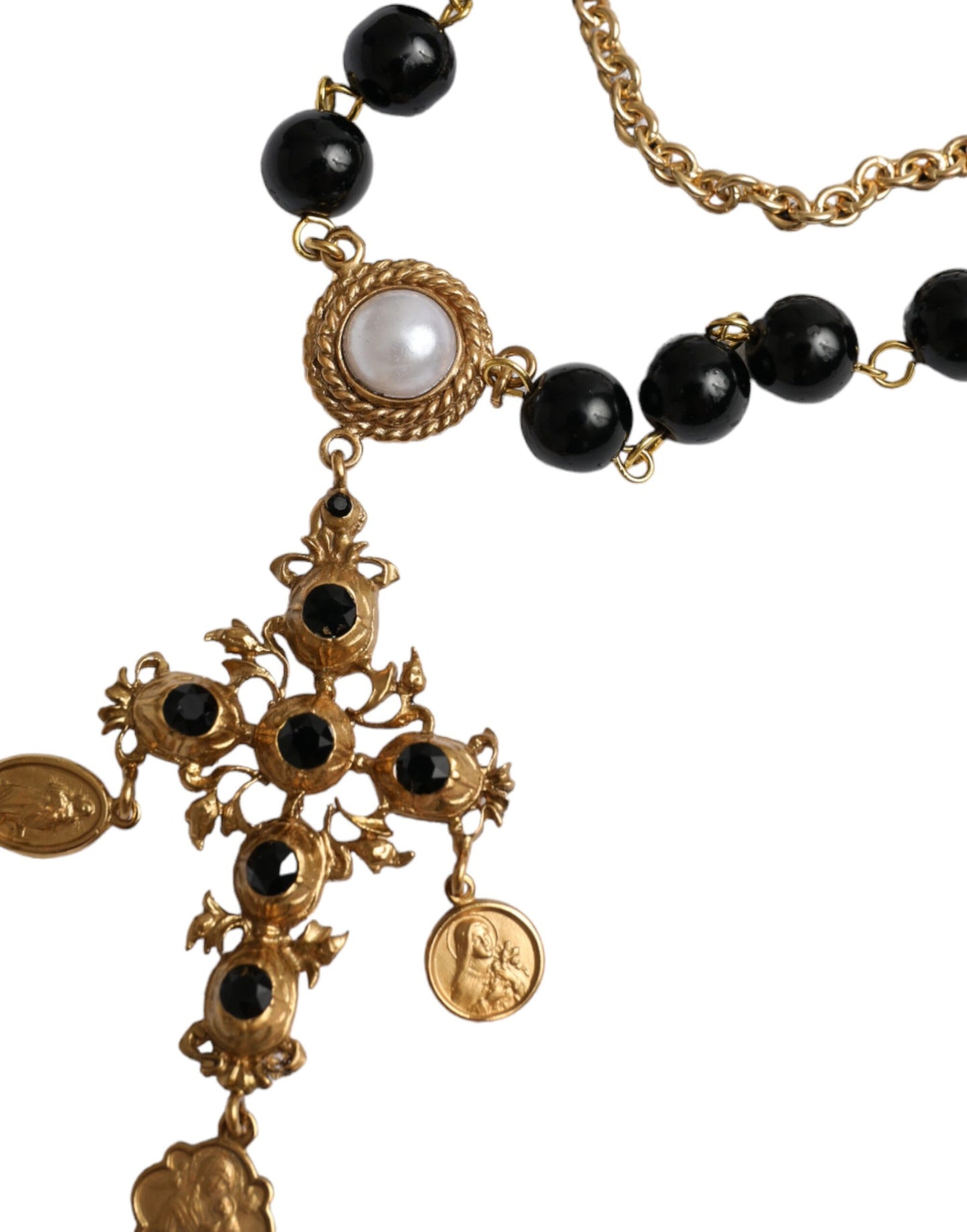 Dolce & Gabbana – Weißes T-Shirt mit kurzen Ärmeln und Halskette aus Baumwolle