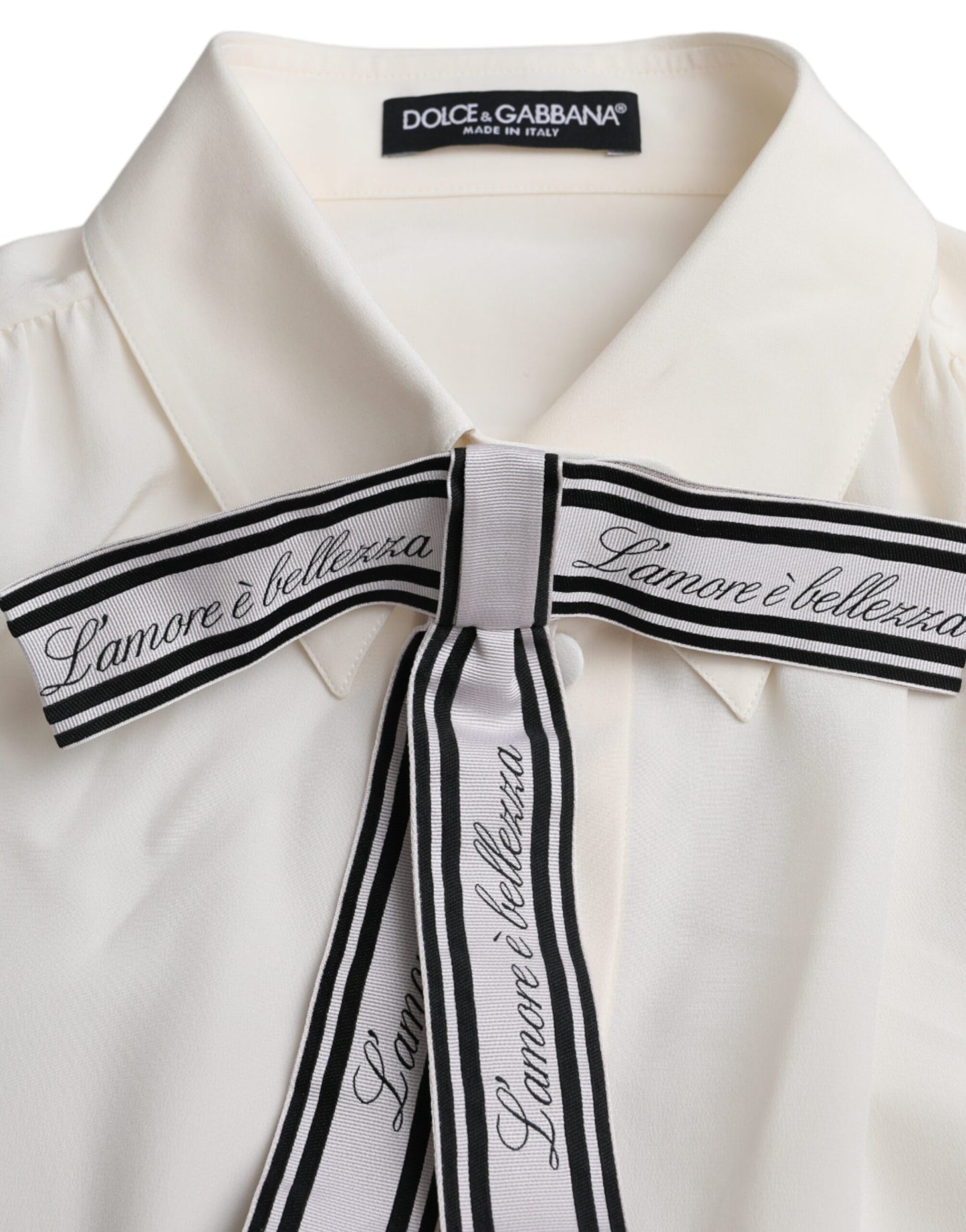 Dolce & Gabbana – Langärmliges Blusenoberteil mit Knopfleiste in Off-White