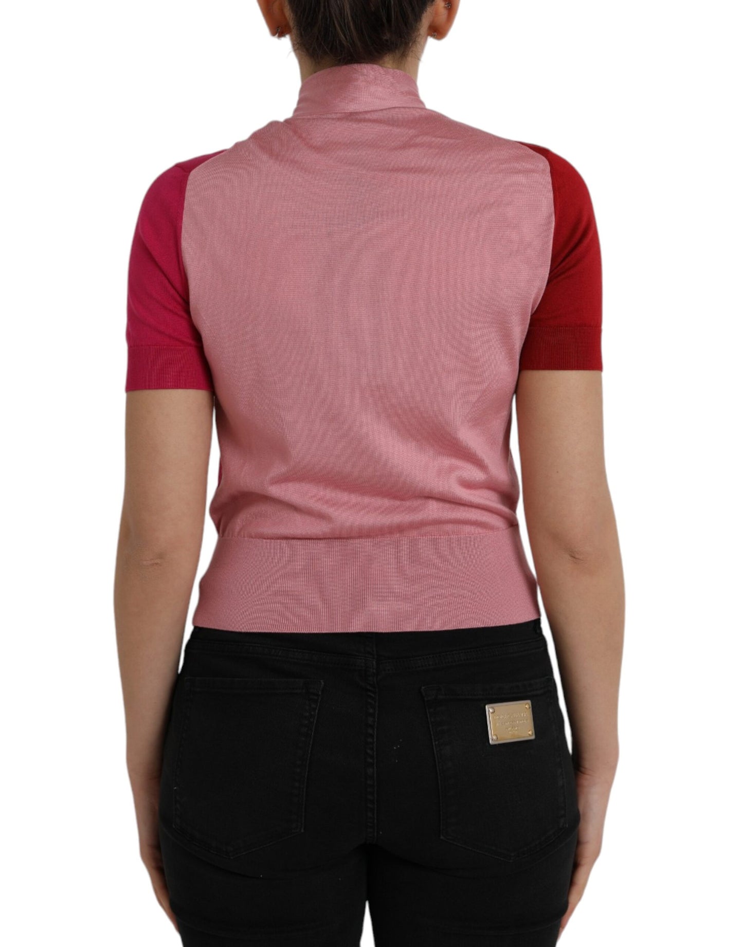 Dolce & Gabbana Pull rose à manches courtes et col Ascot