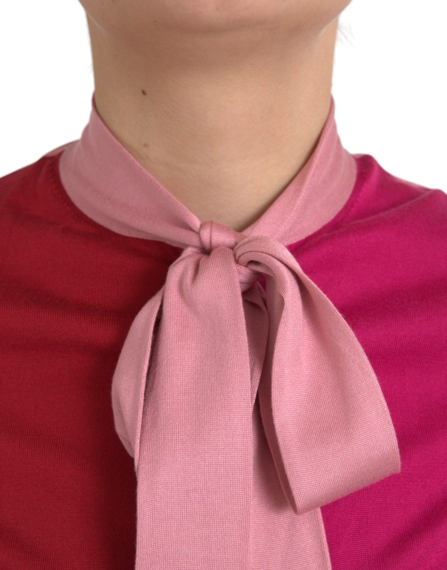 Dolce & Gabbana Pull rose à manches courtes et col Ascot