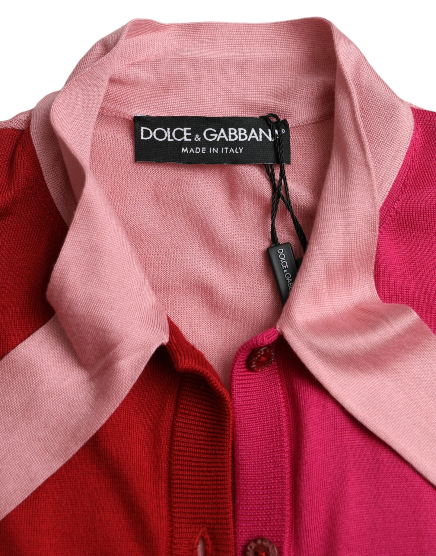 Dolce & Gabbana Pull rose à manches courtes et col Ascot