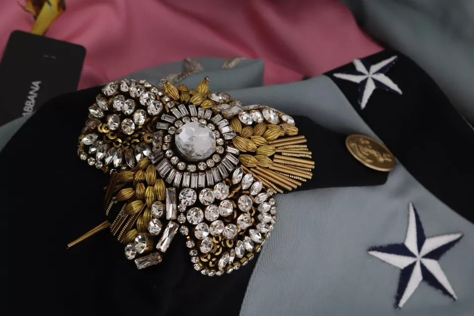 Veste en coton ornée de cristaux et de boutons bleus Dolce & Gabbana