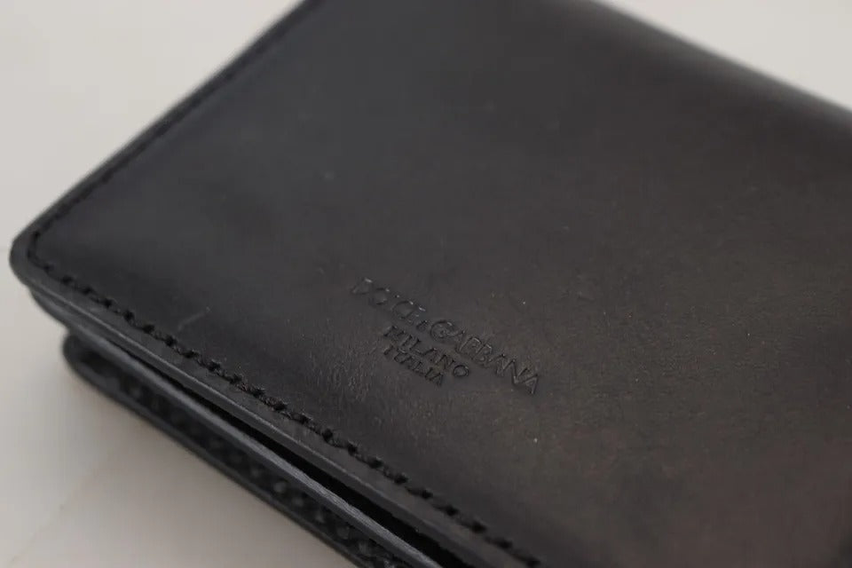 Portefeuille à bandoulière en cuir noir Dolce & Gabbana pour femme