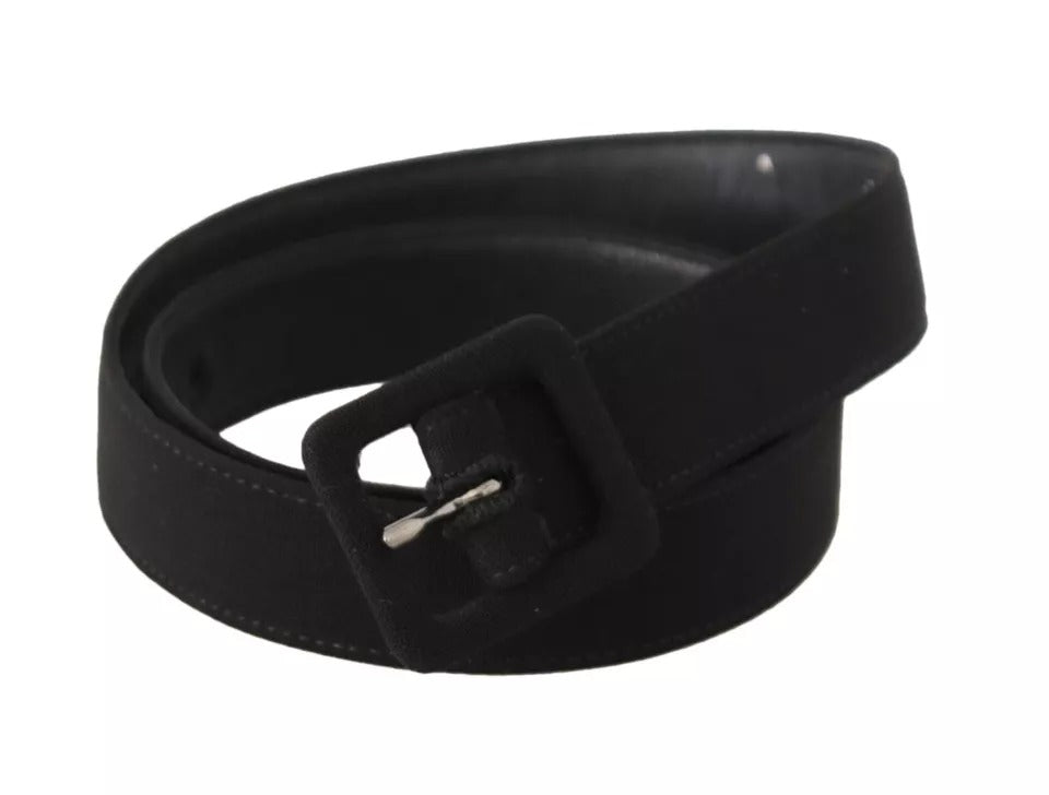 Ceinture à boucle en cuir velours noir avec logo Dolce & Gabbana