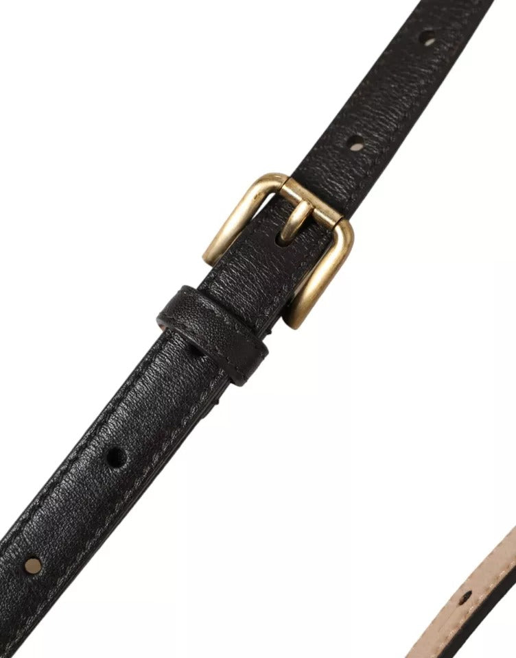 Ceinture Dolce & Gabbana en cuir marron foncé avec boucle en métal doré pour femme