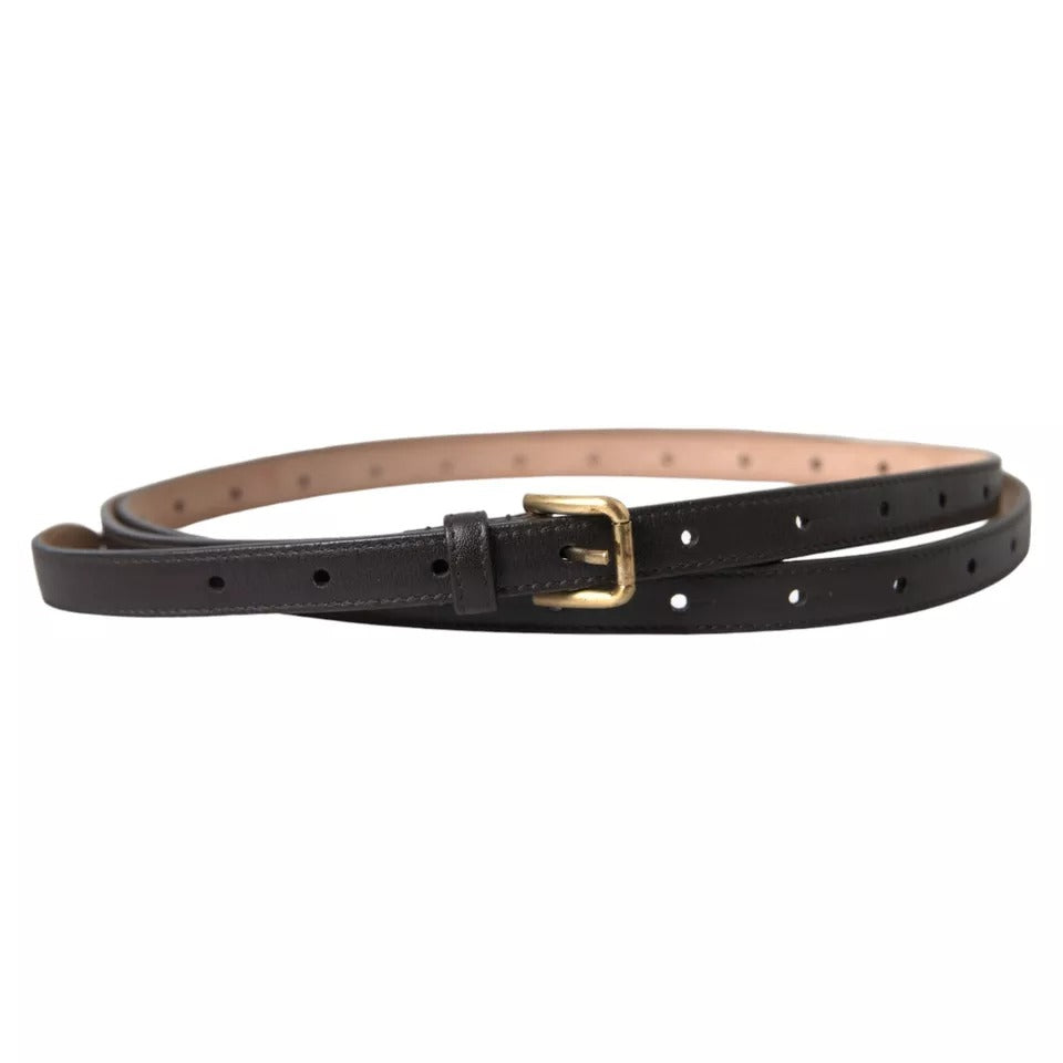 Ceinture Dolce & Gabbana en cuir marron foncé avec boucle en métal doré pour femme