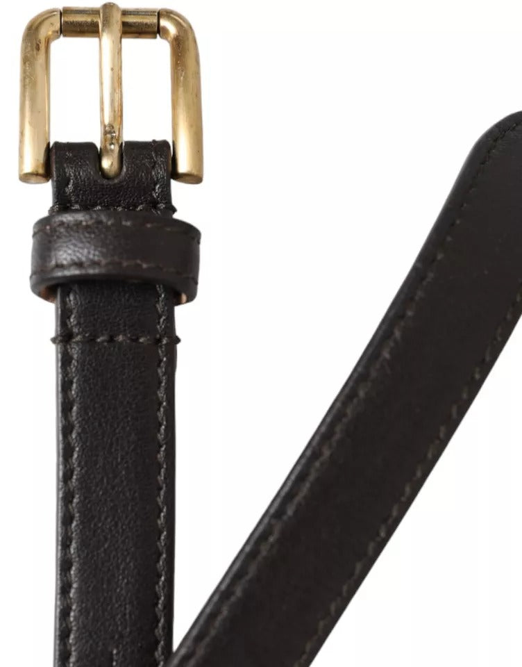 Ceinture Dolce & Gabbana en cuir marron foncé avec boucle en métal doré pour femme