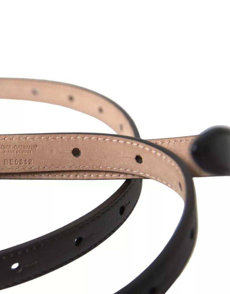 Ceinture Dolce & Gabbana en cuir marron foncé avec boucle en métal doré pour femme